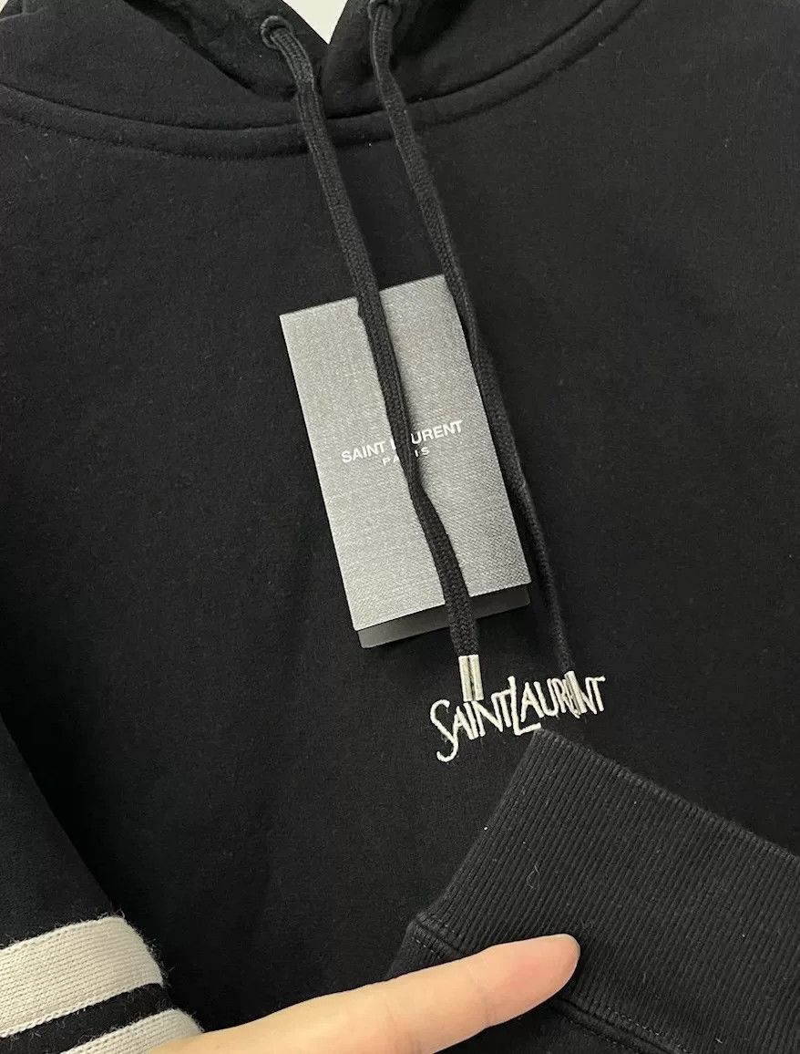 Saint Laurent Paris Saint Laurent Black Striped Sleeve Hoodie Size US M / EU 48-50 / 2 - 3 Thumbnail