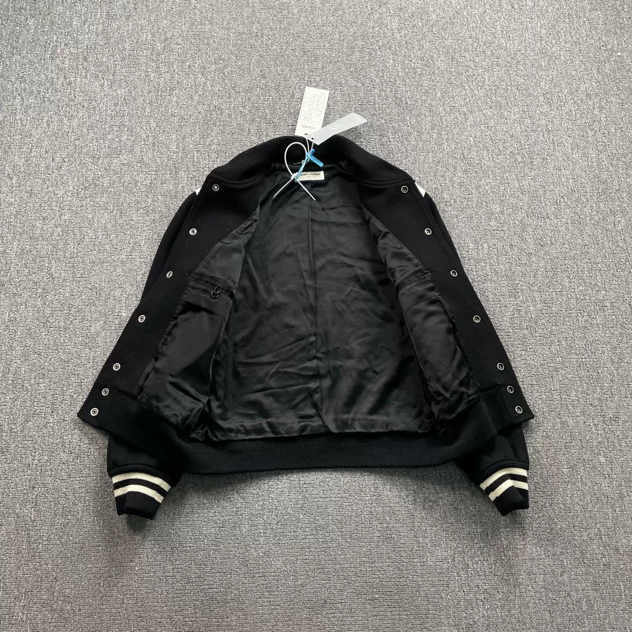 Saint Laurent Paris Saint Laurent Leather Sleeves Baseball Jacket Size US S / EU 44-46 / 1 - 2 Thumbnail