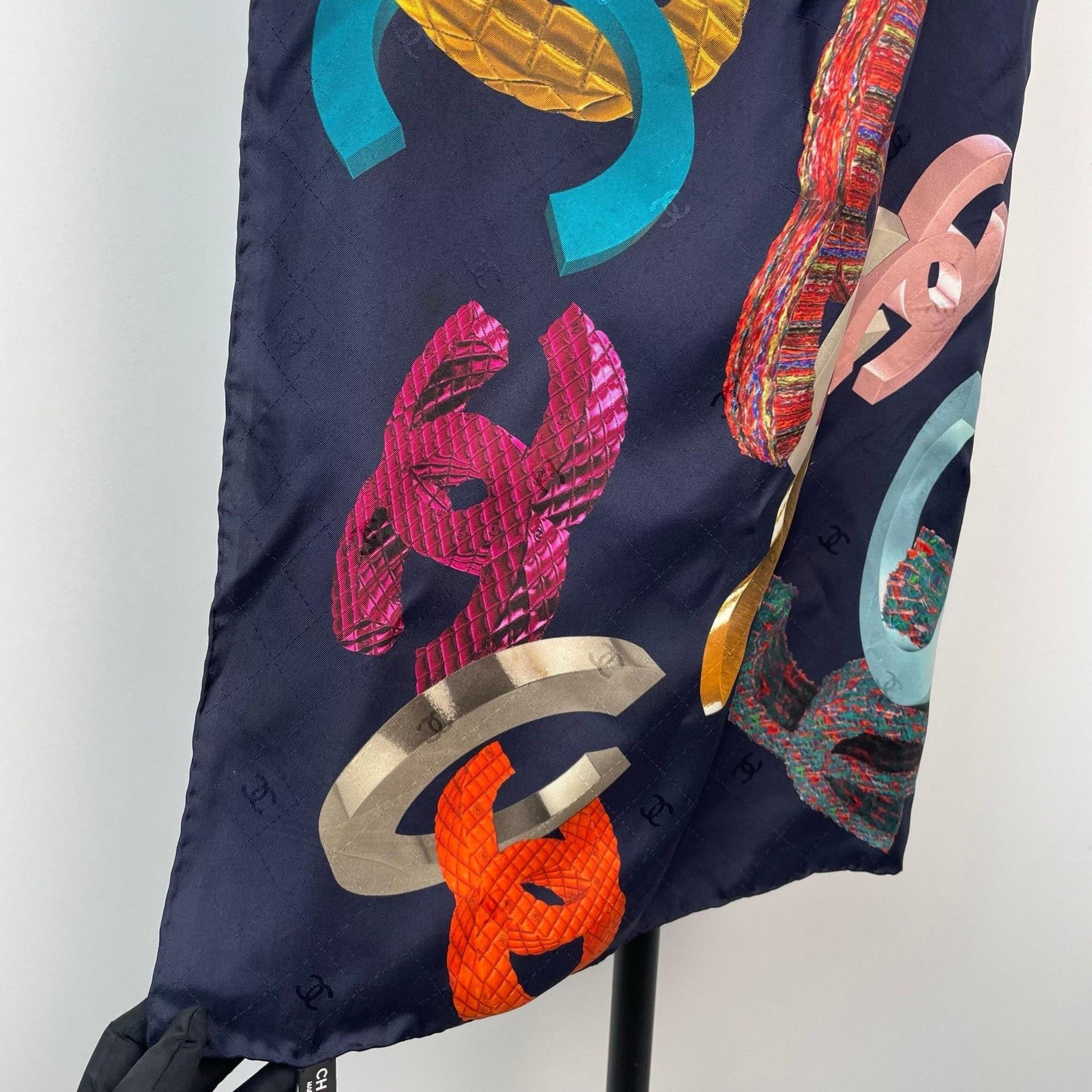 Chanel Chanel Retro Embroidered Multi Scarf S Men Size ONE SIZE - 3 Thumbnail