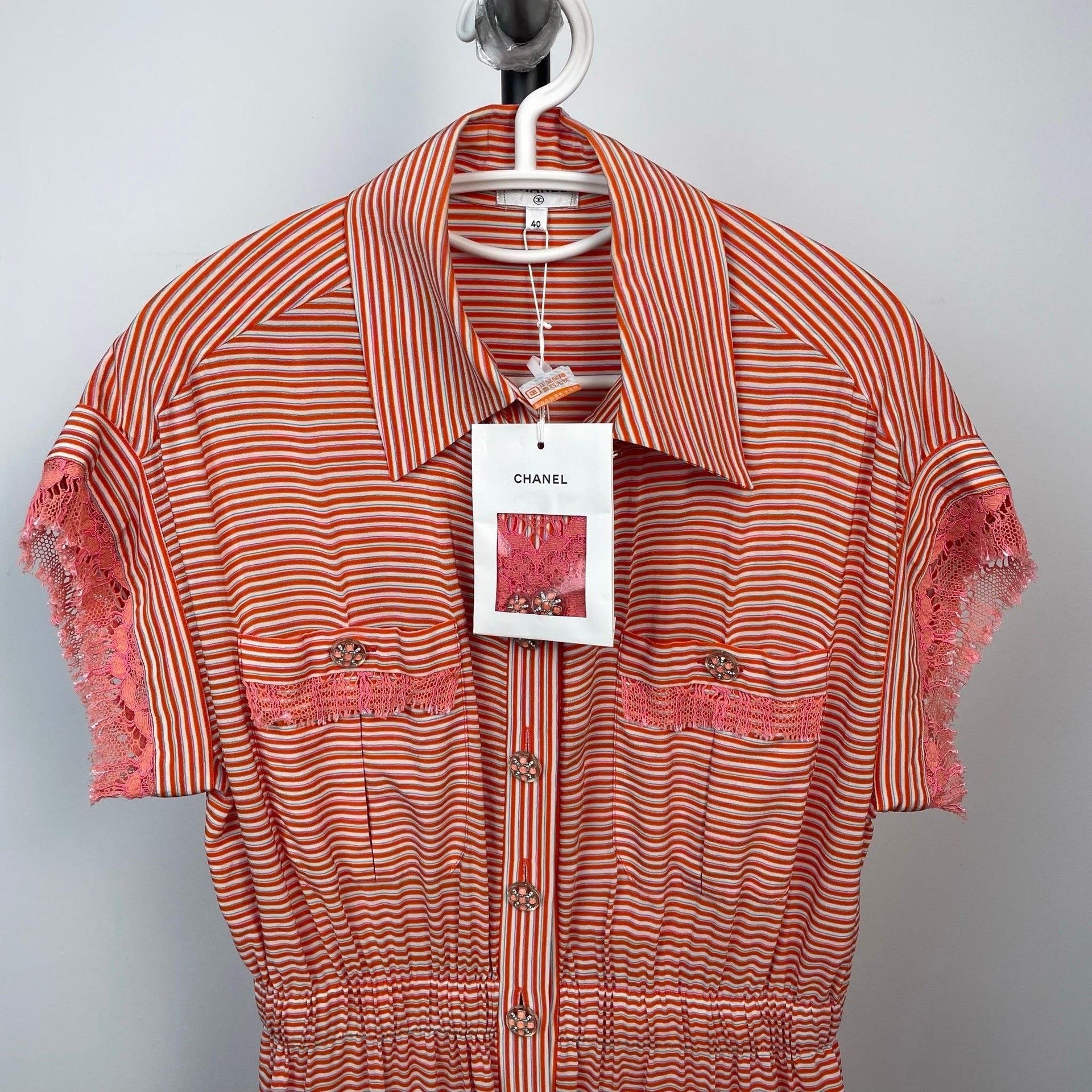 Chanel Chanel Retro Striped Red Dress 40 Women Size M / US 6-8 / IT 42-44 - 3 Thumbnail