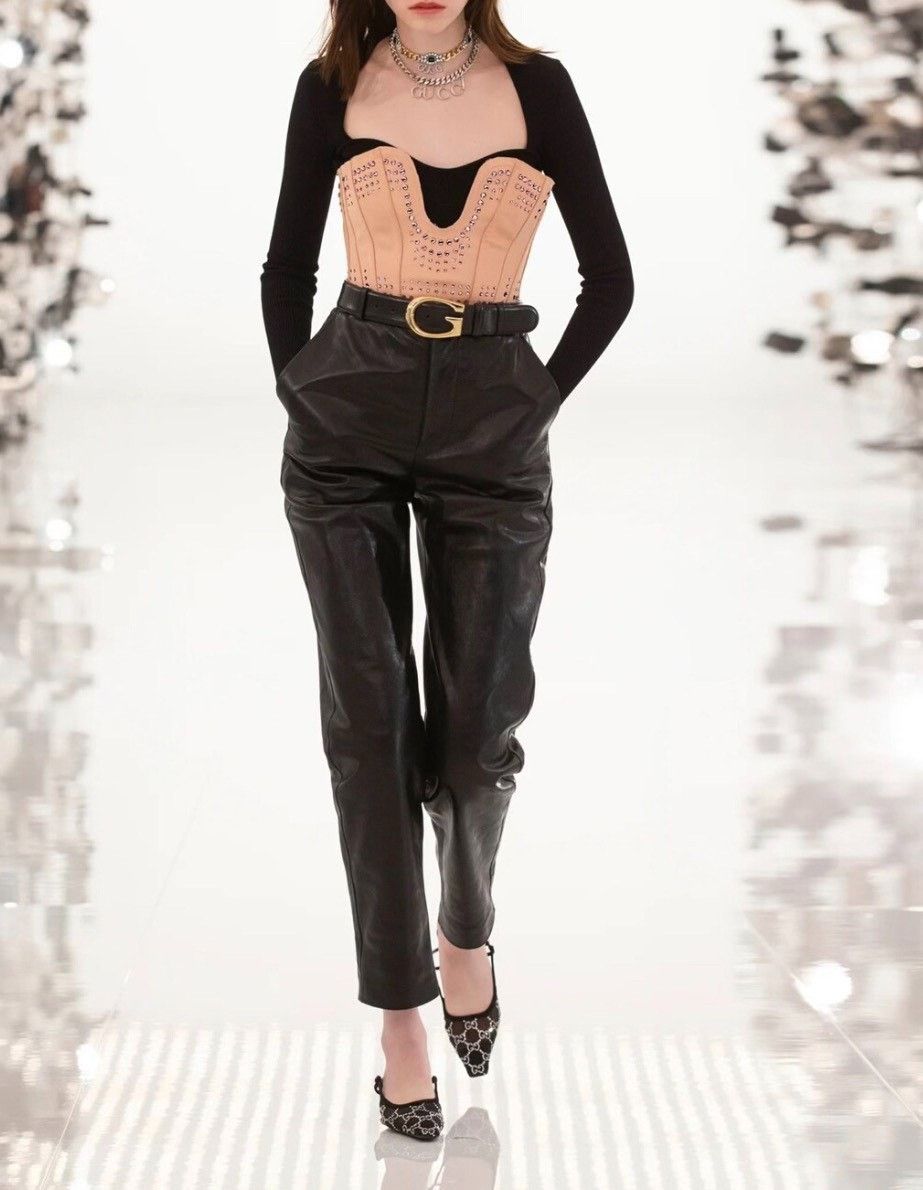 Chanel Chanel Leather Black Pants L Women Size 30" / US 8 / IT 44 - 2 Thumbnail