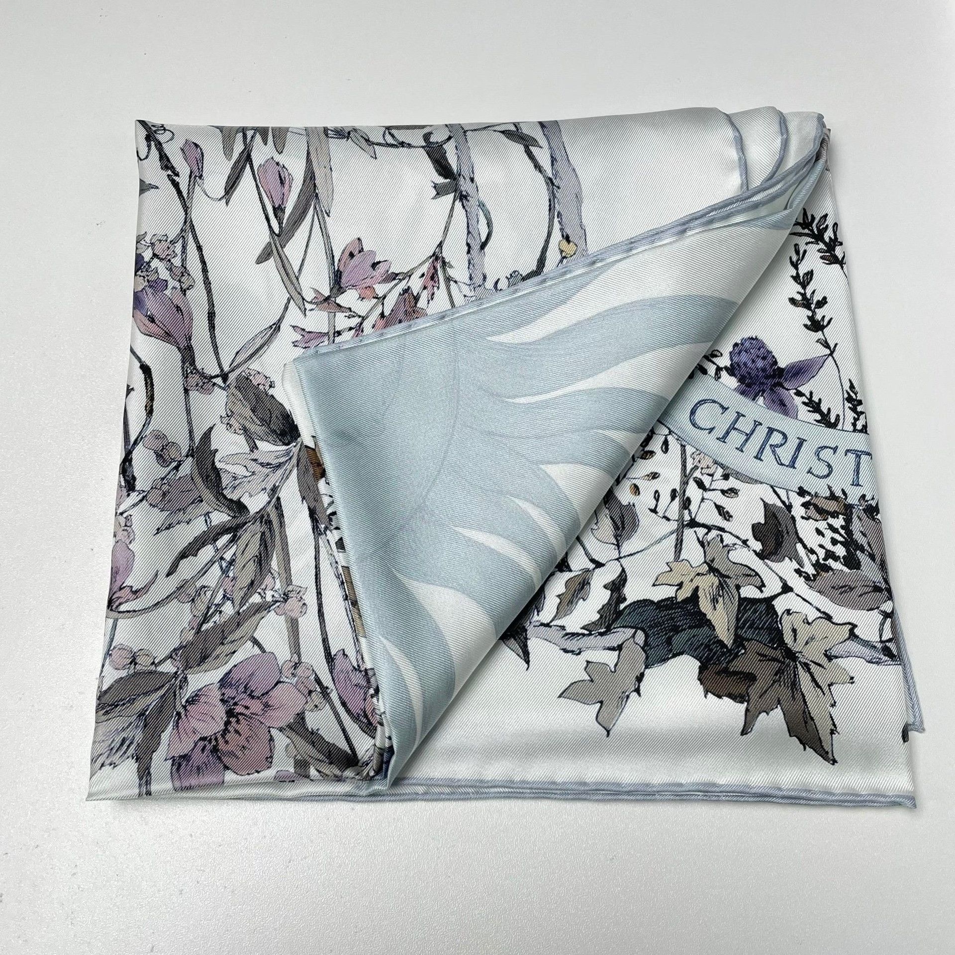 Dior Dior Floral Graphic Blue Scarf XS Men Size ONE SIZE - 3 Thumbnail