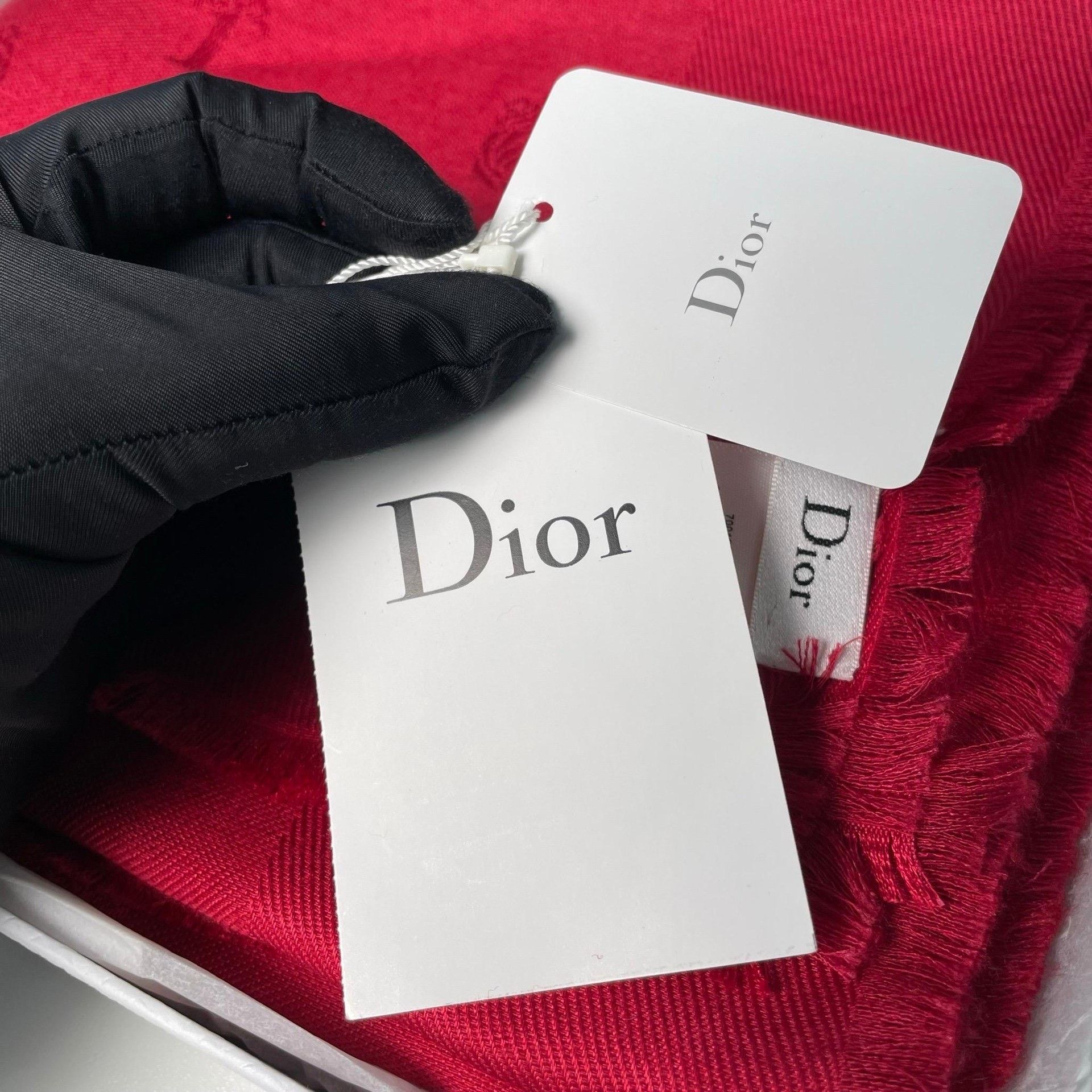 Dior Dior Embroidered Red Scarf M Men Size ONE SIZE - 2 Thumbnail