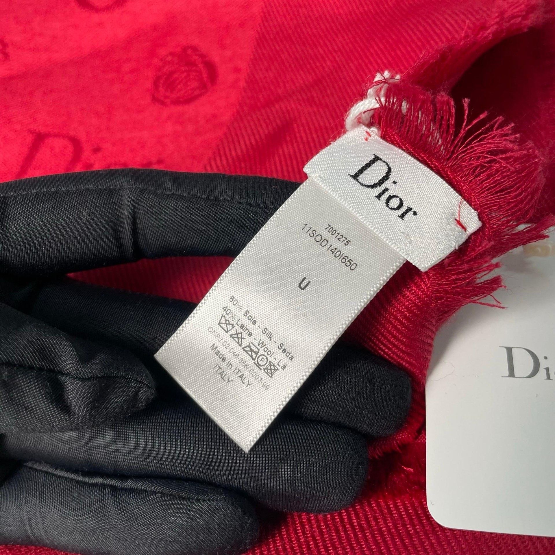 Dior Dior Embroidered Red Scarf M Men Size ONE SIZE - 3 Thumbnail