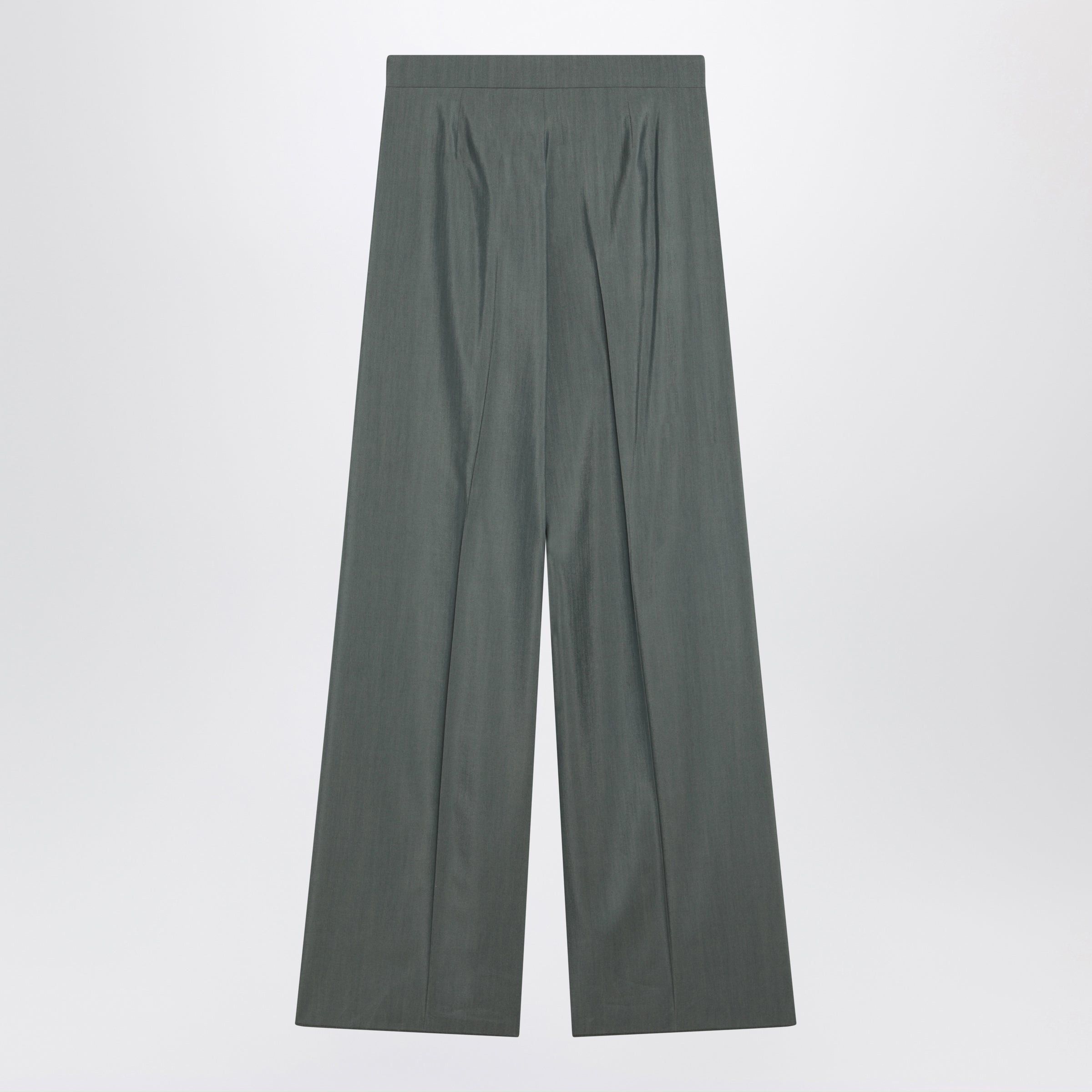 Max Mara Max Mara Dark Green Wide Trousers In Wool And Silk Size 30" / US 8 / IT 44 - 2 Thumbnail