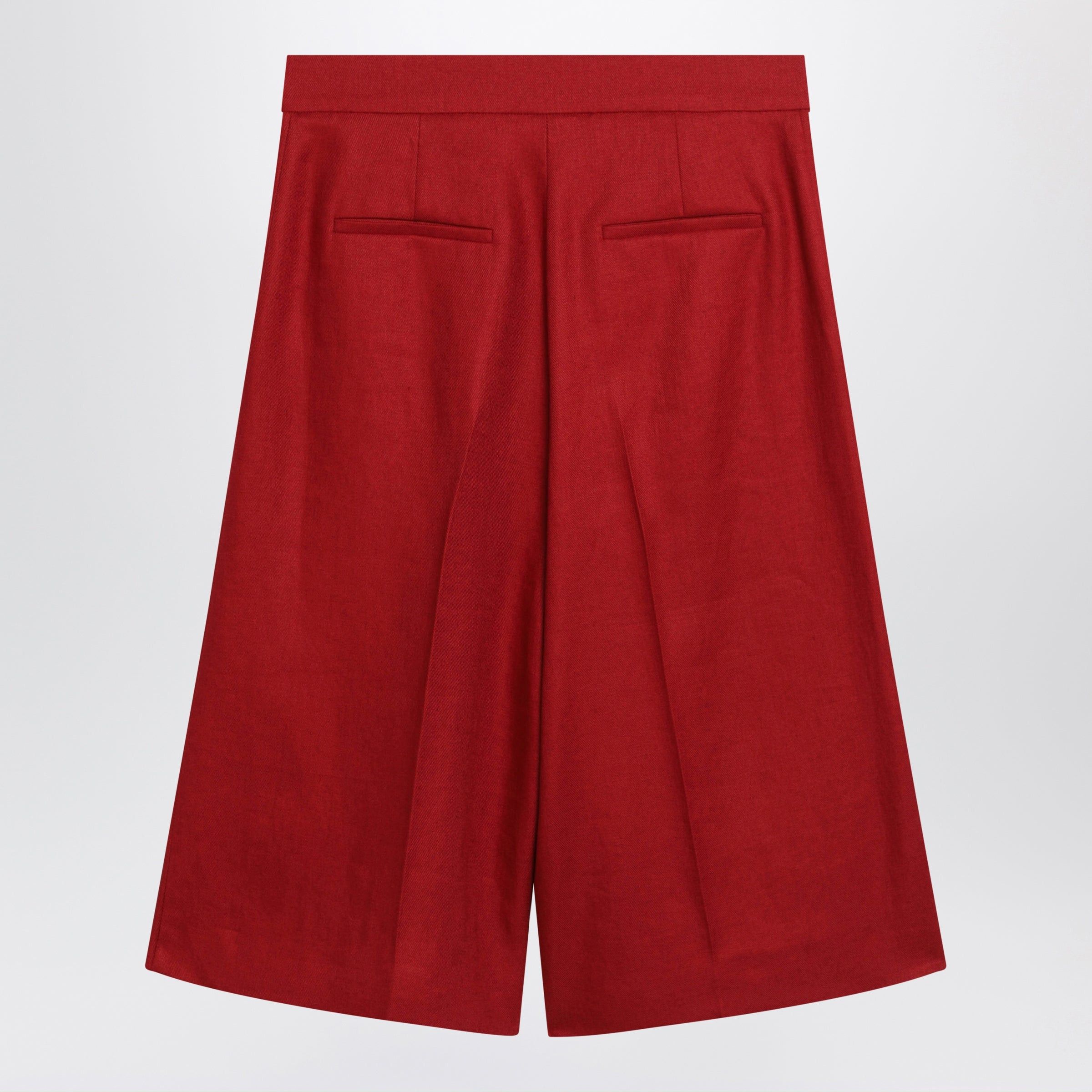 Max Mara Max Mara Red Linen Bermuda Shorts Size 28" / US 6 / IT 42 - 2 Thumbnail