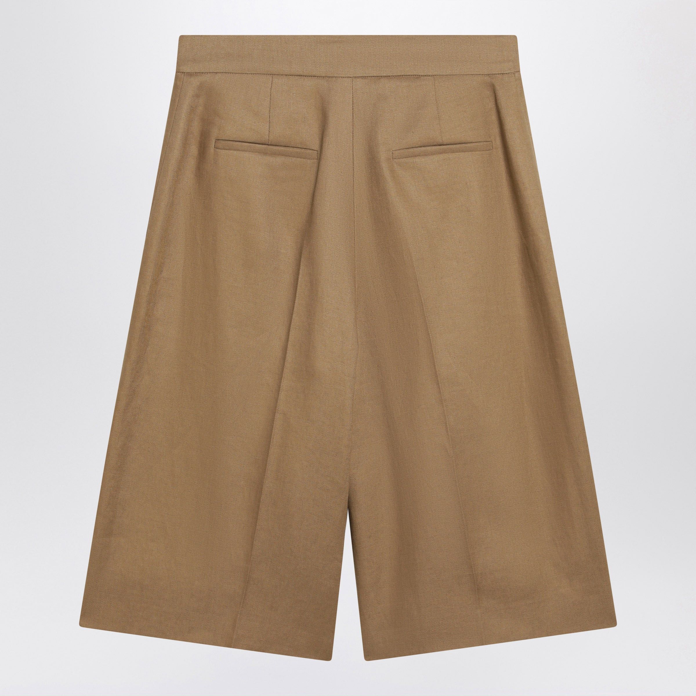 Max Mara Max Mara Sand-Colored Linen Bermuda Shorts Size 30" / US 8 / IT 44 - 2 Thumbnail
