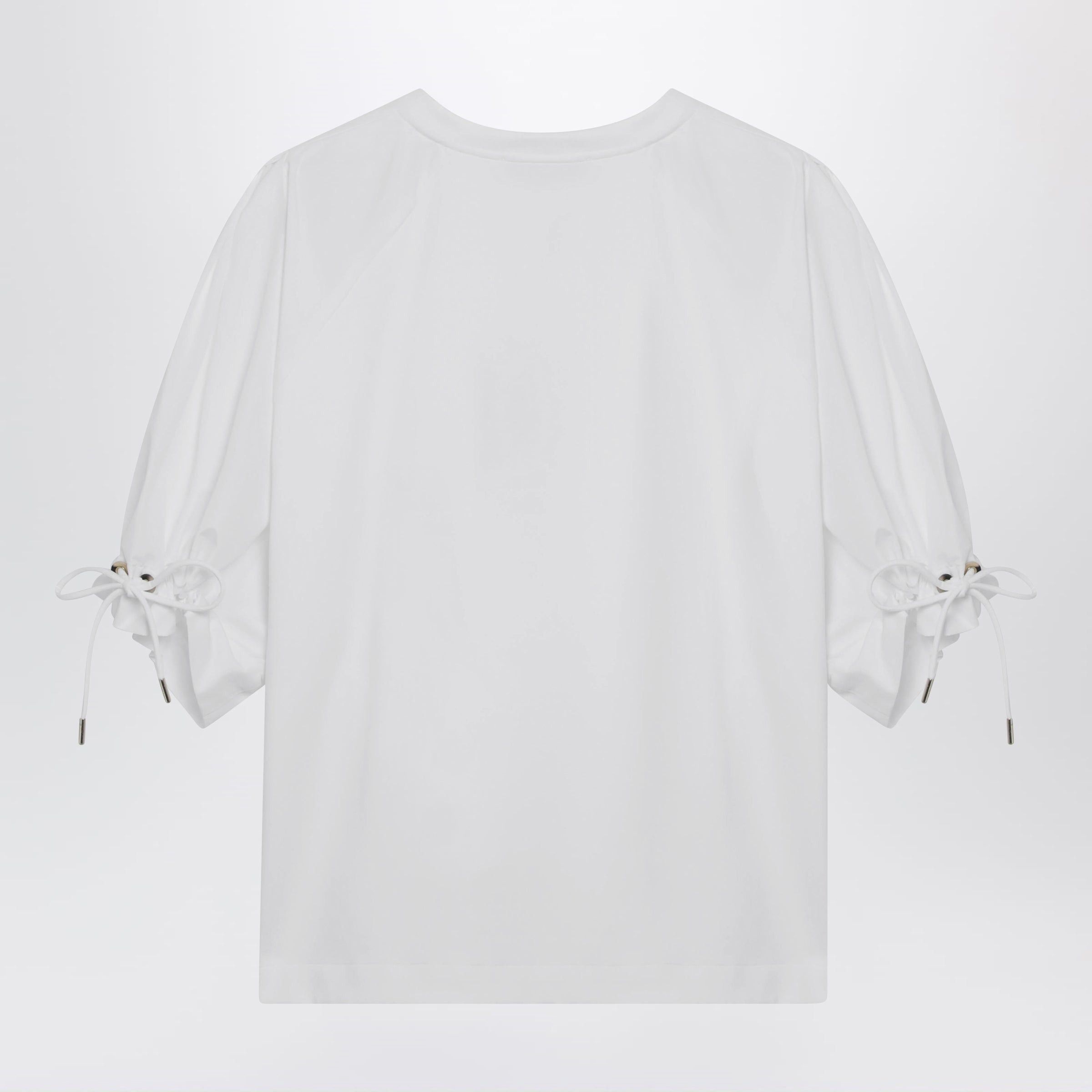 Max Mara Max Mara Optical White Cotton-Blend Jersey Top Size L / US 10 / IT 46 - 2 Thumbnail