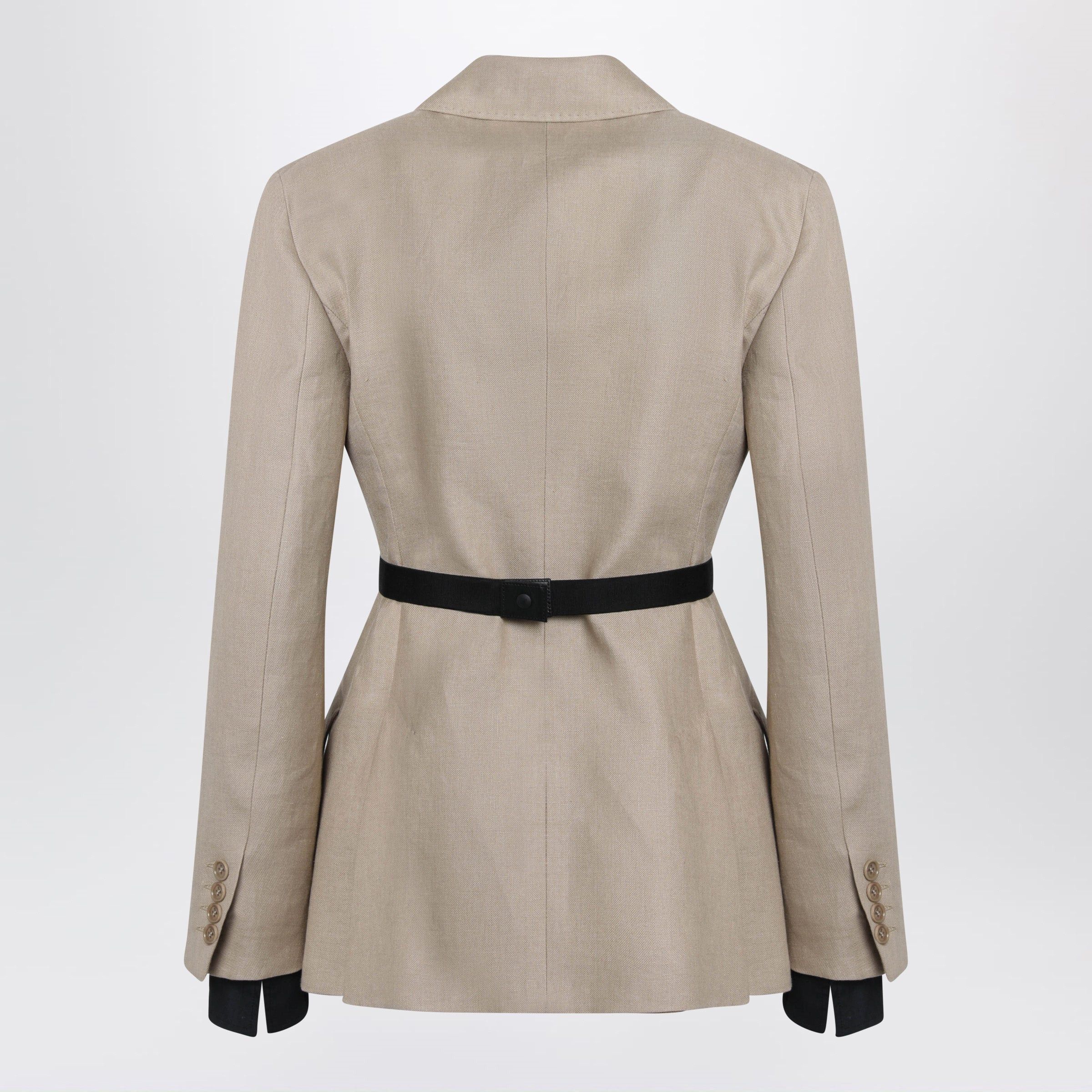 Max Mara Max Mara Double-Breasted Pure Linen Blazer In Camel Size L / US 10 / IT 46 - 2 Thumbnail