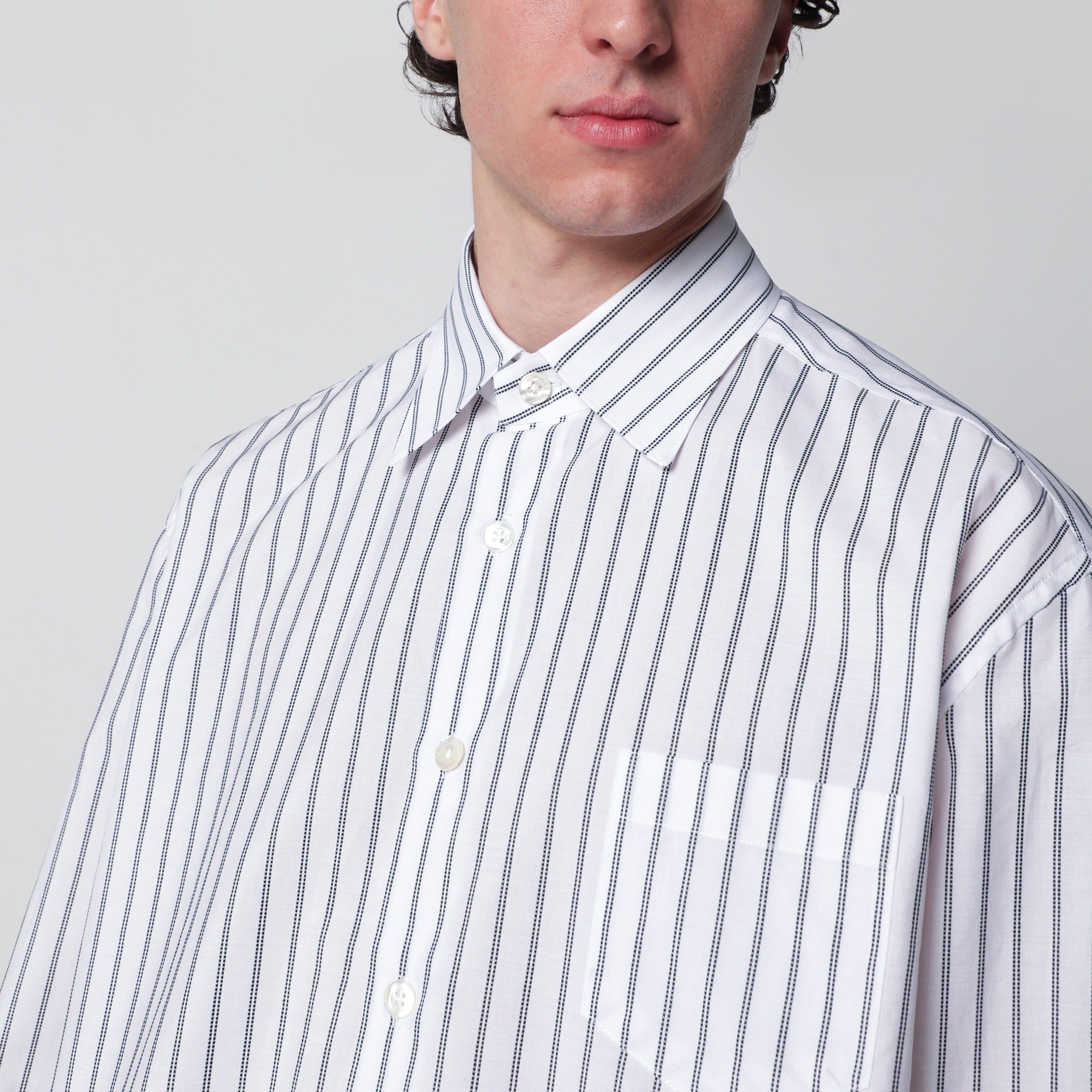 Namacheko Namacheko White Striped Cotton Shirt Size US S / EU 44-46 / 1 - 2 Thumbnail