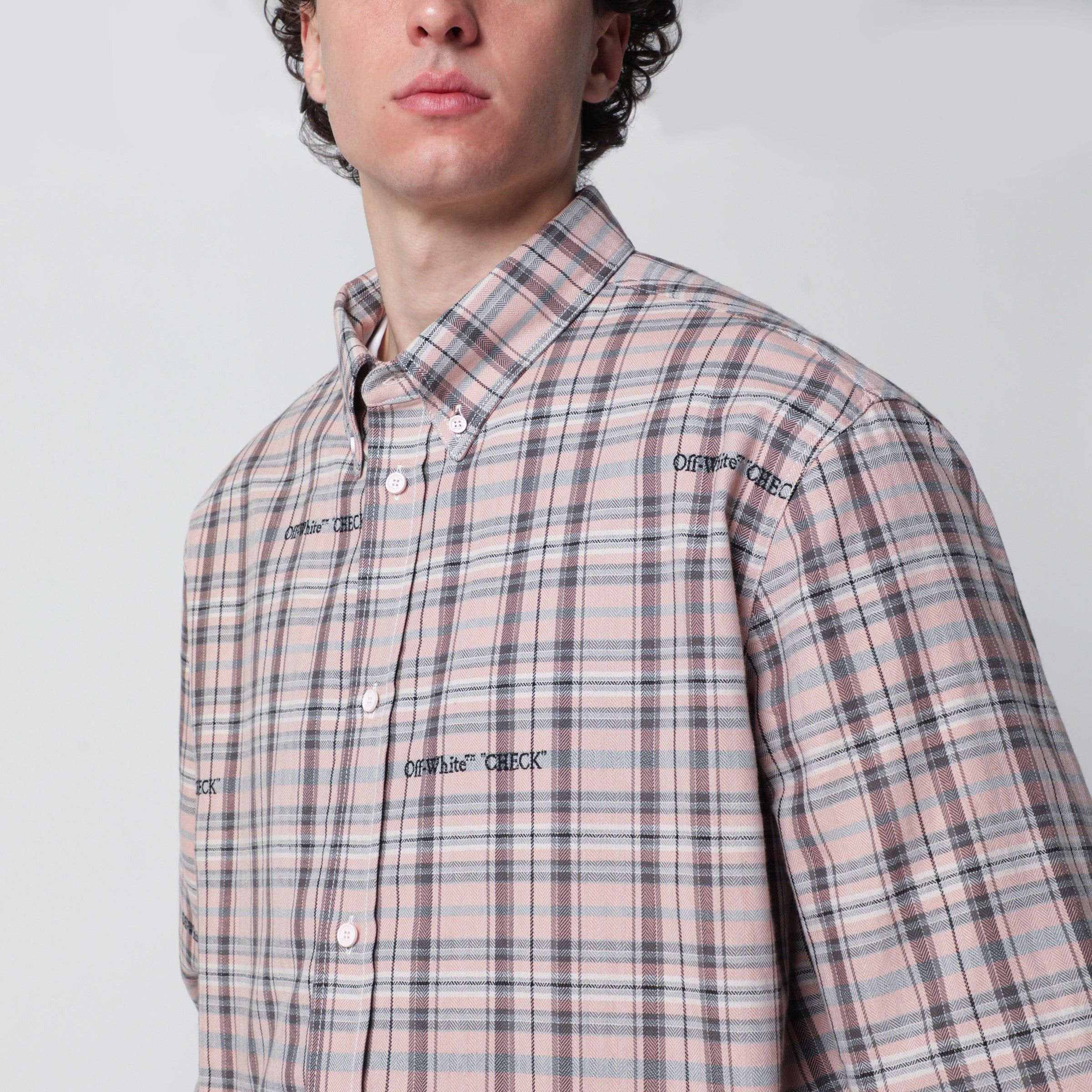 Off-White Off-White Pink Check-Pattern Shirt With Logos Size US L / EU 52-54 / 3 - 2 Thumbnail