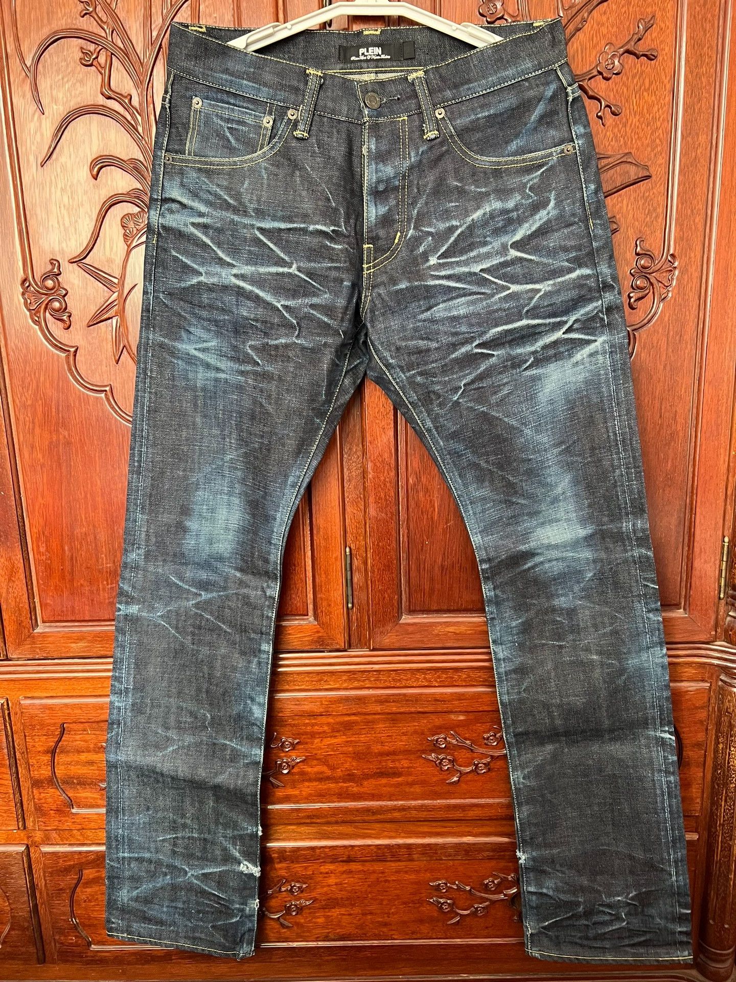 Philipp Plein Men's Indigo Washed Straight Slim Jeans Size US 31 - 2 Thumbnail