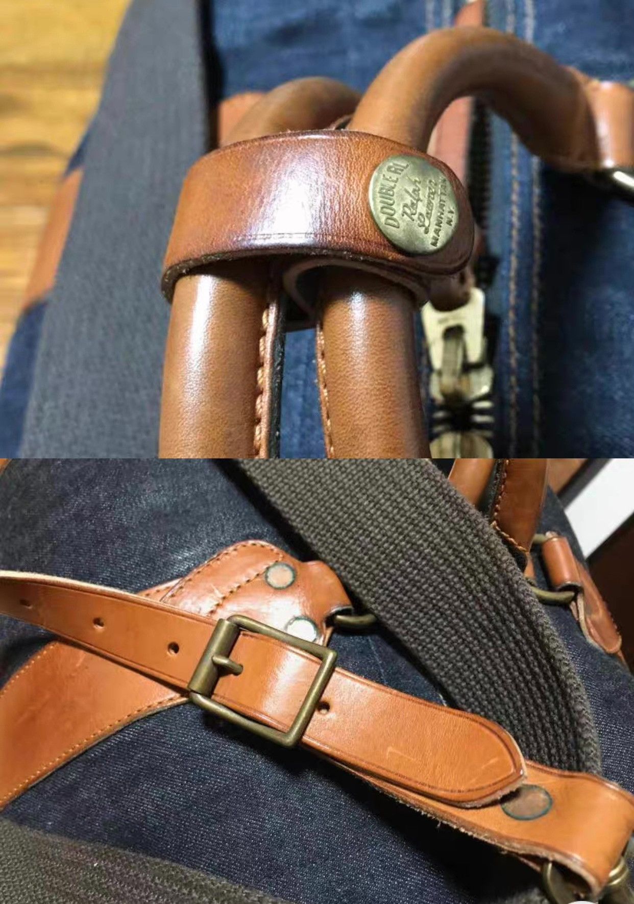 RRL Ralph Lauren RRL Winston Denim Leather Duffle Bag Size ONE SIZE - 8 Thumbnail
