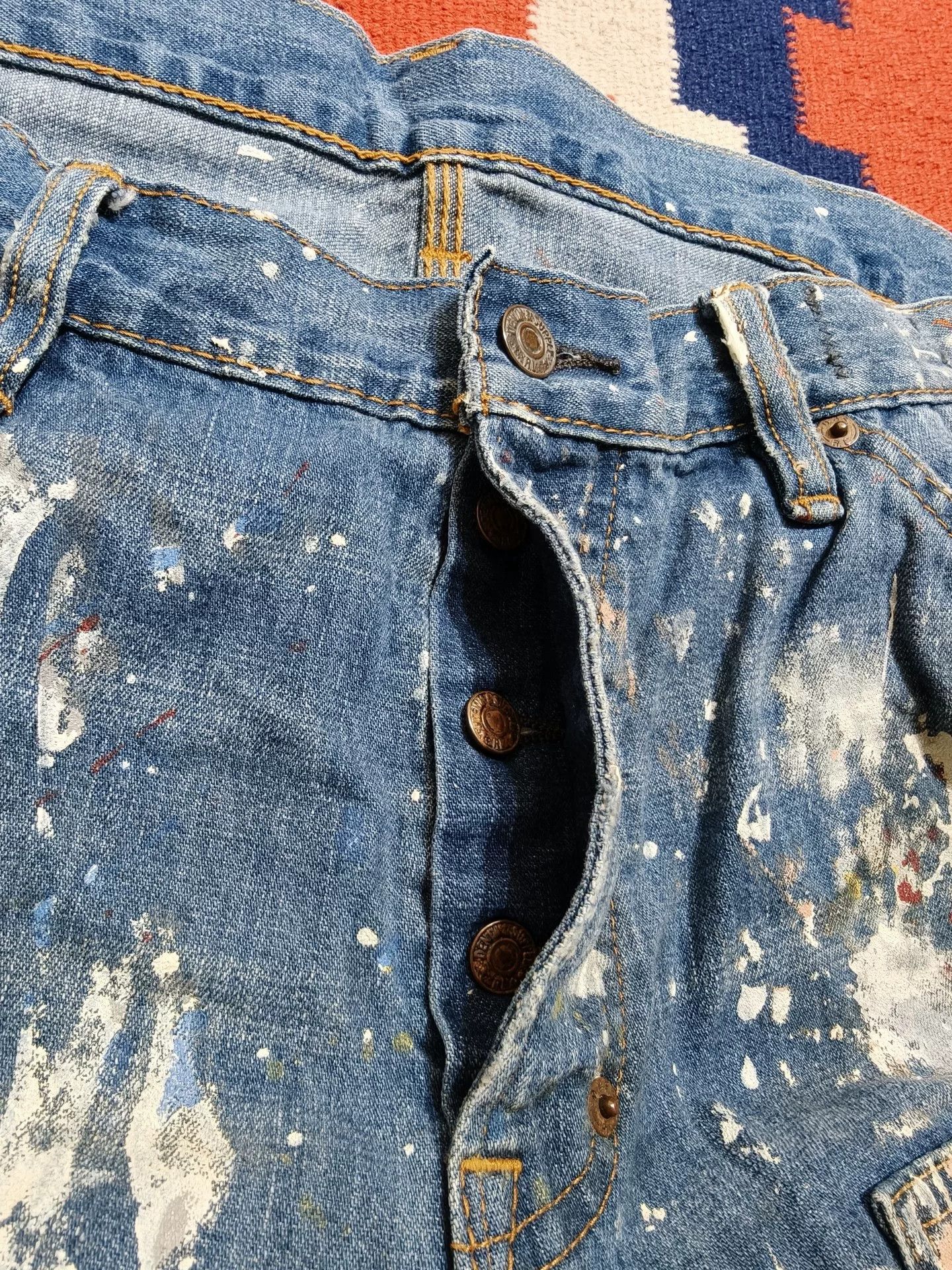 RRL Ralph Lauren RRL Double Knee Paint Splatter Jeans Size US 33 - 6 Thumbnail