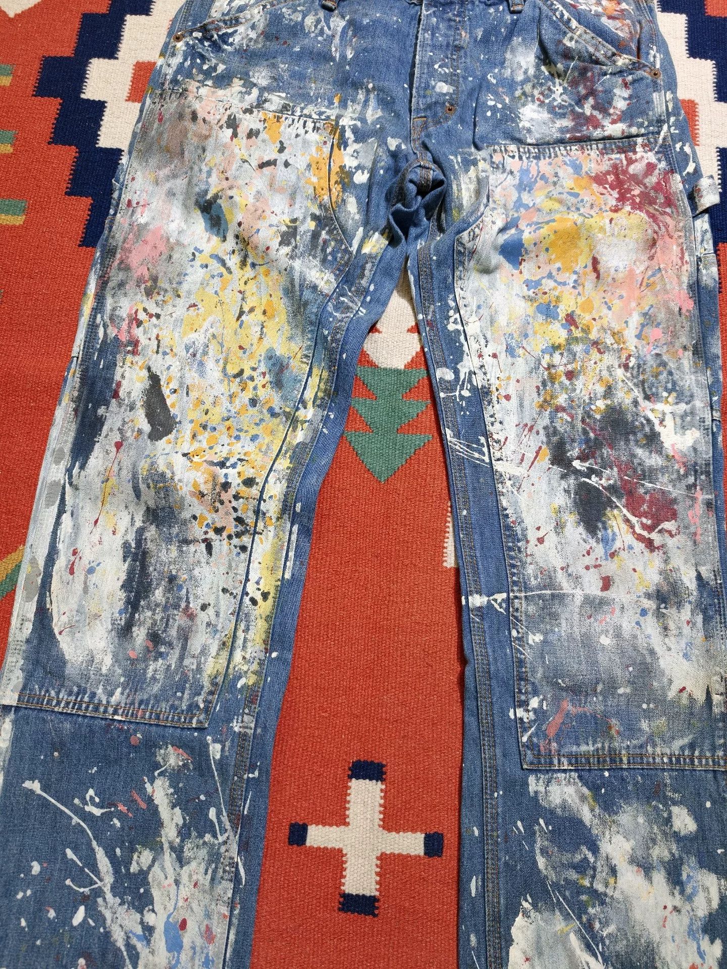 RRL Ralph Lauren RRL Double Knee Paint Splatter Jeans Size US 33 - 2 Thumbnail