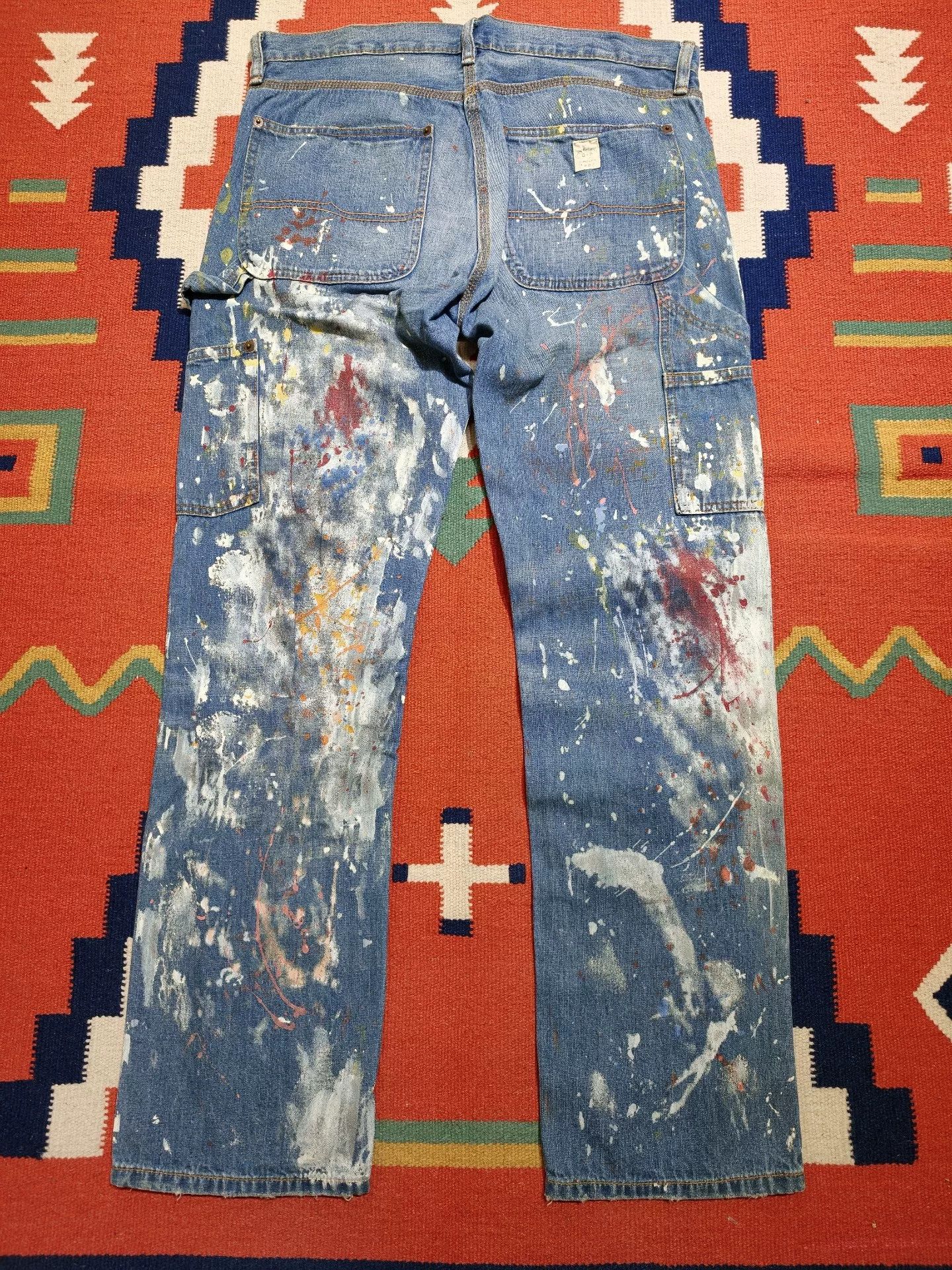 RRL Ralph Lauren RRL Double Knee Paint Splatter Jeans Size US 33 - 3 Thumbnail