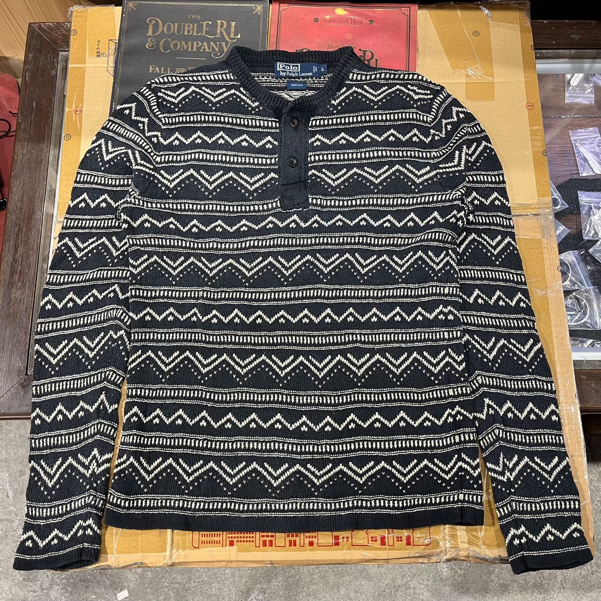 RRL Ralph Lauren Ralph Lauren Double RL Henley Sweater Size US L / EU 52-54 / 3 - 2 Thumbnail