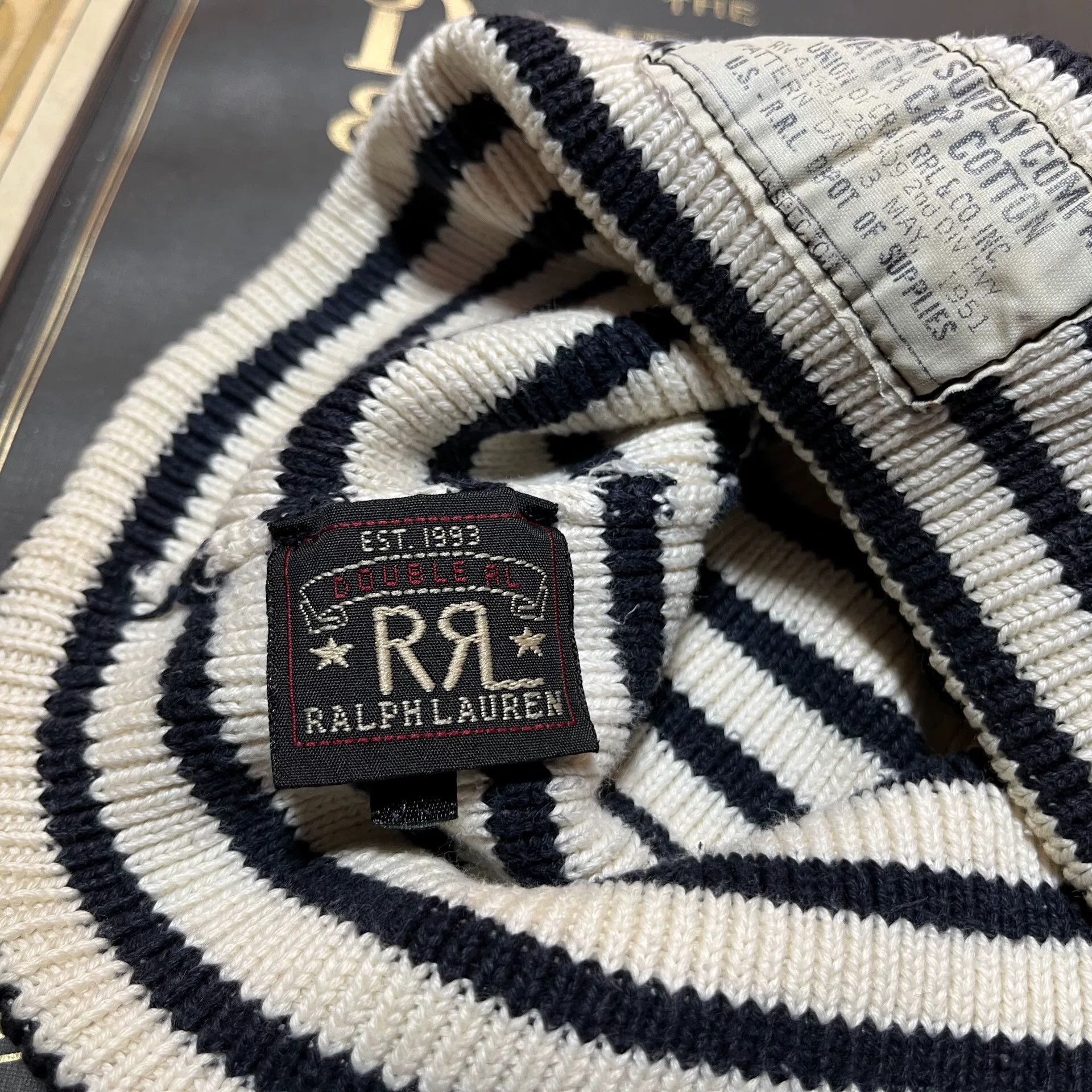RRL Ralph Lauren RRL Black White Striped Beanie Size ONE SIZE - 3 Thumbnail