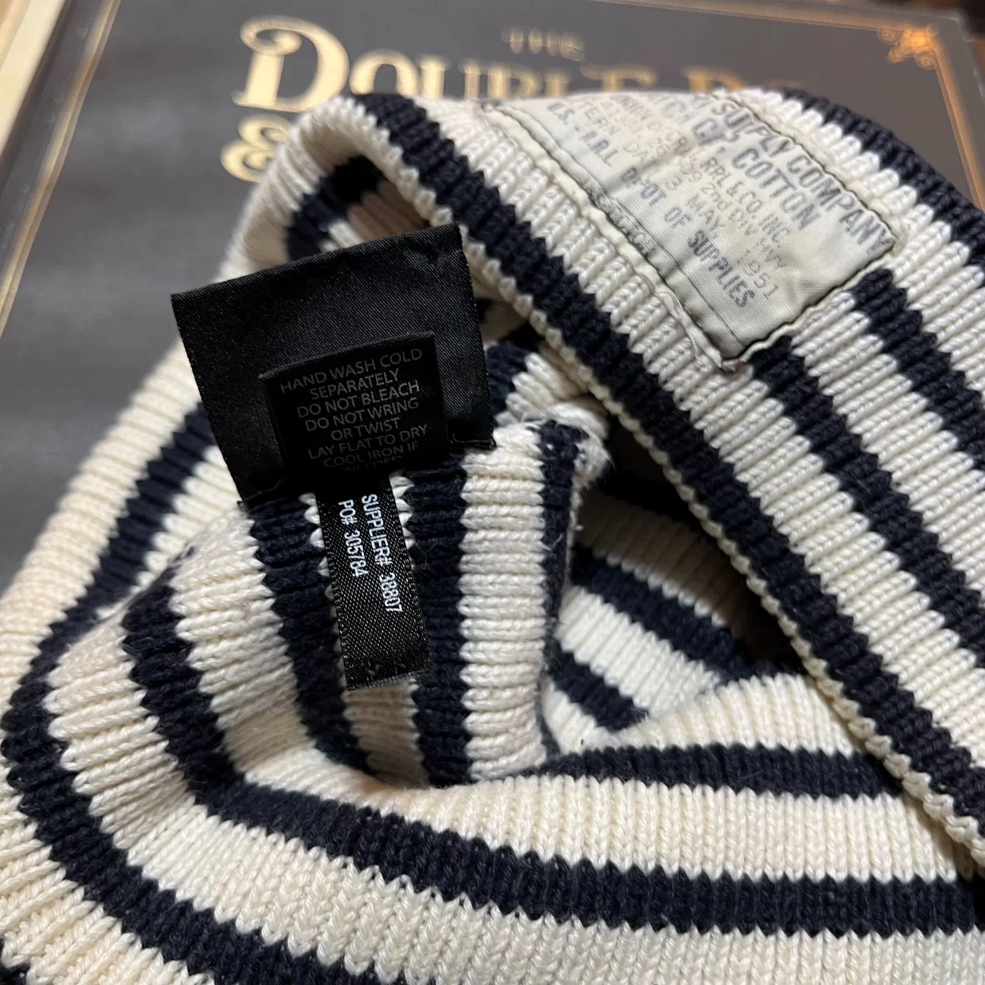 RRL Ralph Lauren RRL Black White Striped Beanie Size ONE SIZE - 4 Thumbnail