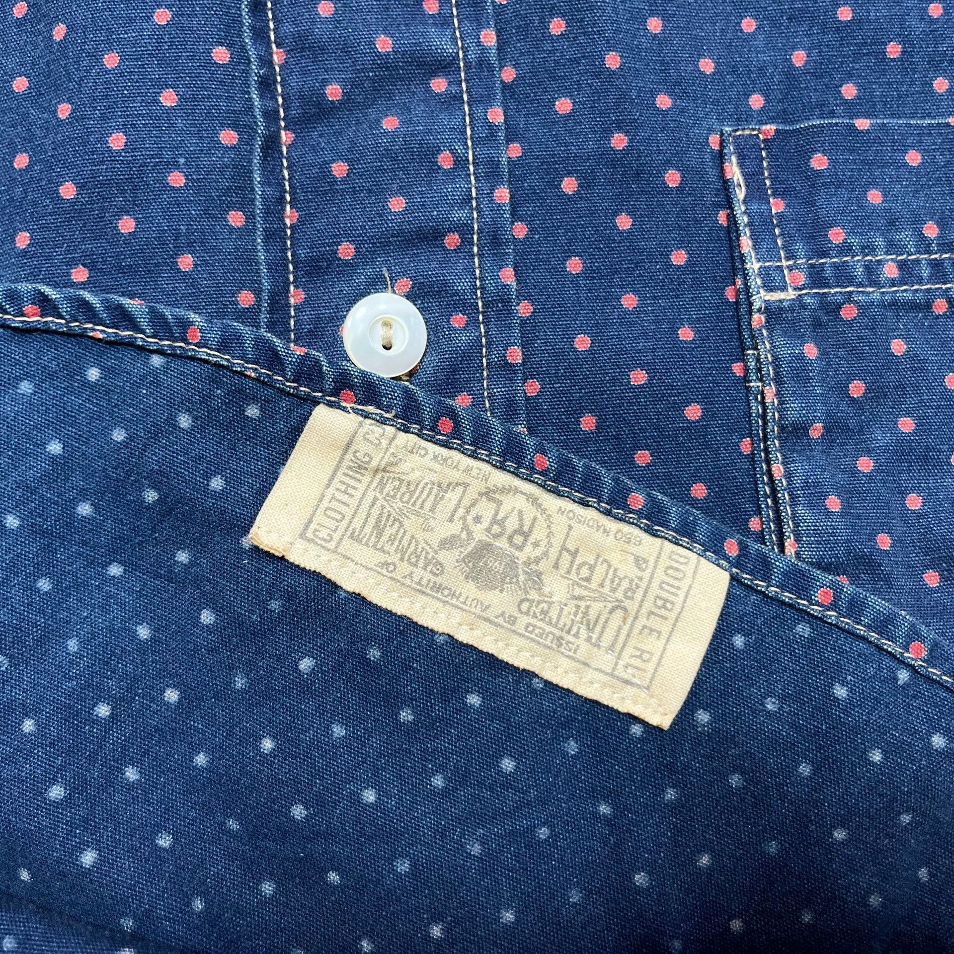 RRL Ralph Lauren RRL Indigo Polka Dot Work Shirt Size US S / EU 44-46 / 1 - 5 Thumbnail