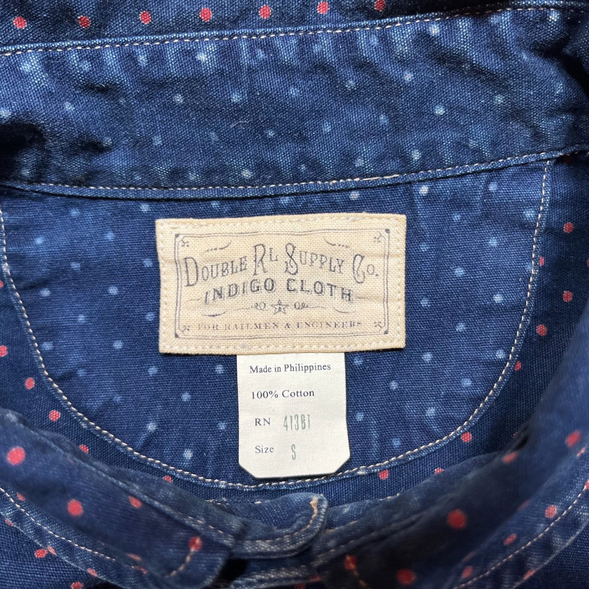 RRL Ralph Lauren RRL Indigo Polka Dot Work Shirt Size US S / EU 44-46 / 1 - 4 Thumbnail