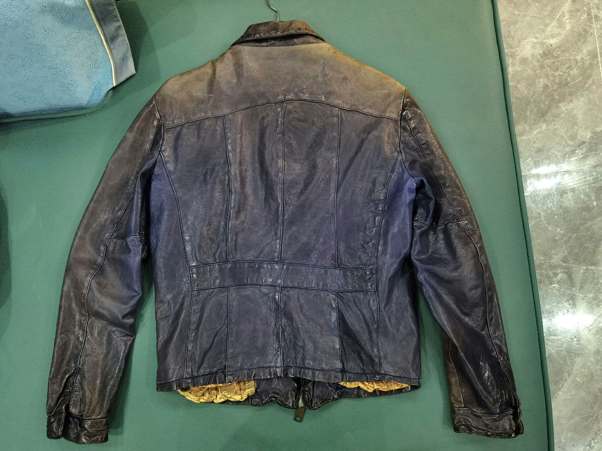 Giorgio Brato Giorgio Brato Vintage Blue Yellow Leather Jacket Size US S / EU 44-46 / 1 - 4 Thumbnail