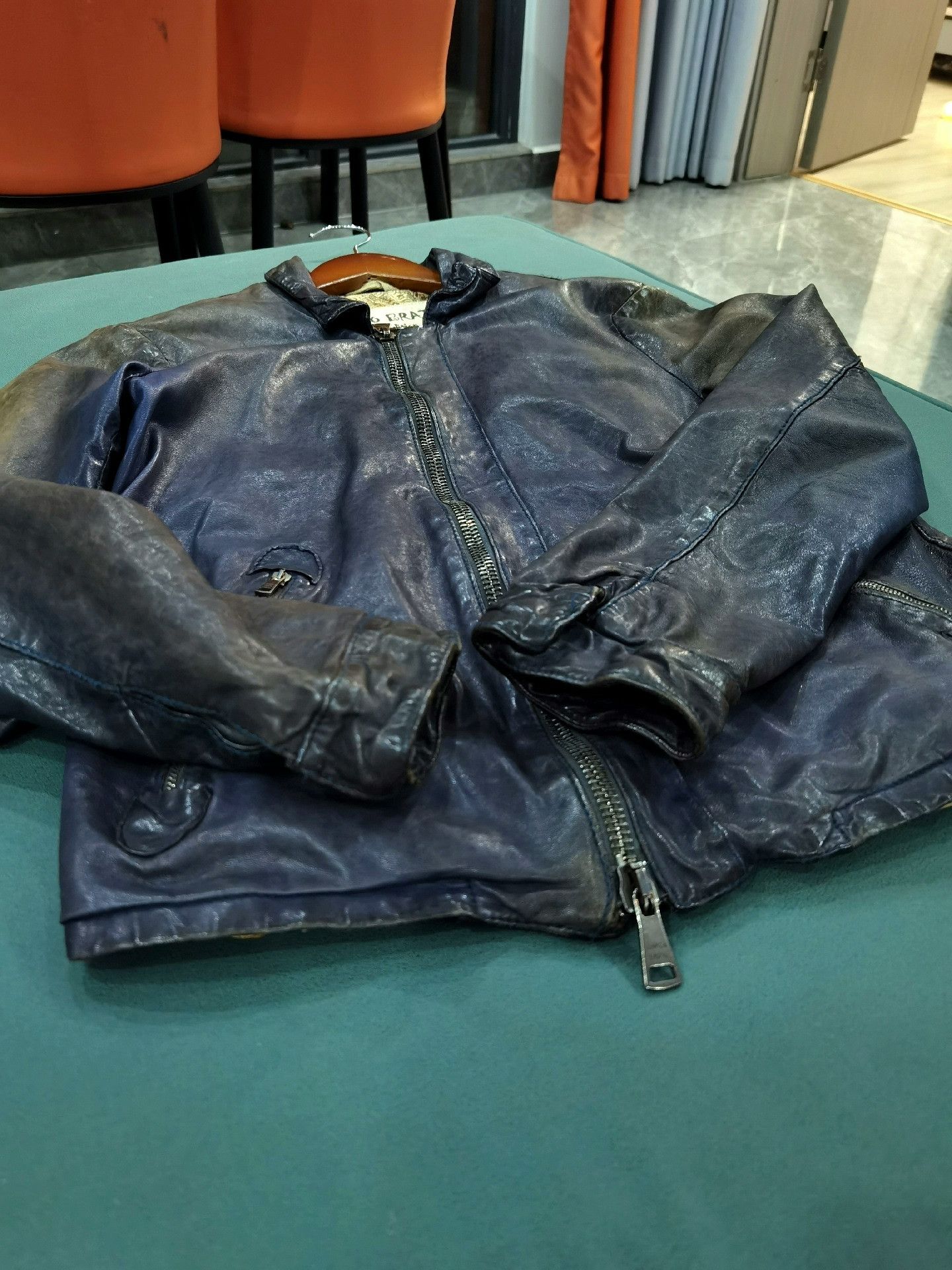 Giorgio Brato Giorgio Brato Vintage Blue Yellow Leather Jacket Size US S / EU 44-46 / 1 - 5 Thumbnail