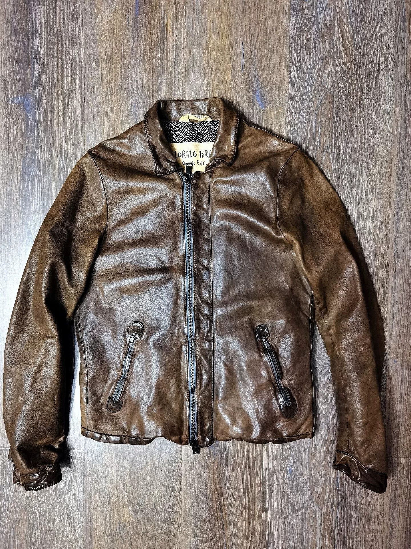 Giorgio Brato Giorgio Brato Vintage Distressed Leather Jacket Size US M / EU 48-50 / 2 - 2 Thumbnail