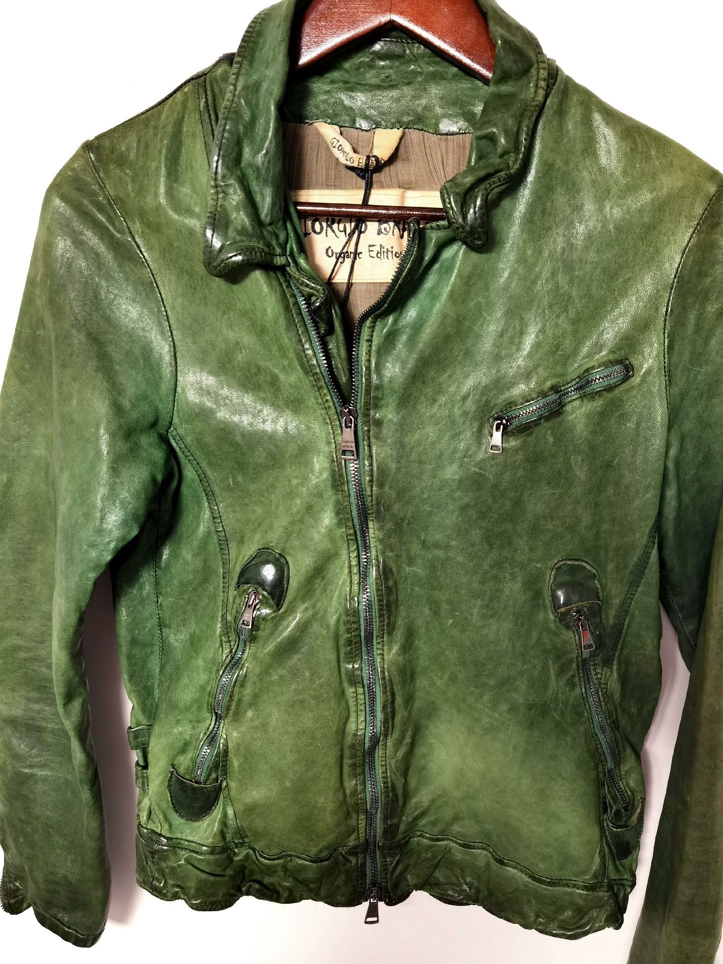 Giorgio Brato Giorgio Brato Vintage Dark Green Leather Jacket Size US S / EU 44-46 / 1 - 3 Thumbnail