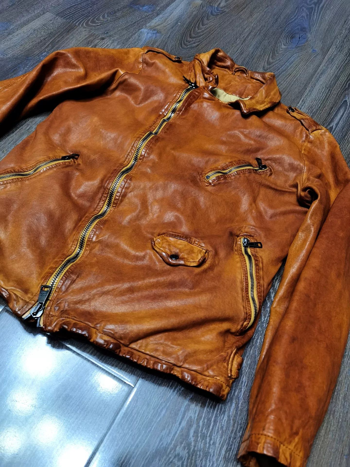 Giorgio Brato Giorgio Brato Washed Distressed Leather Jacket Size US M / EU 48-50 / 2 - 2 Thumbnail