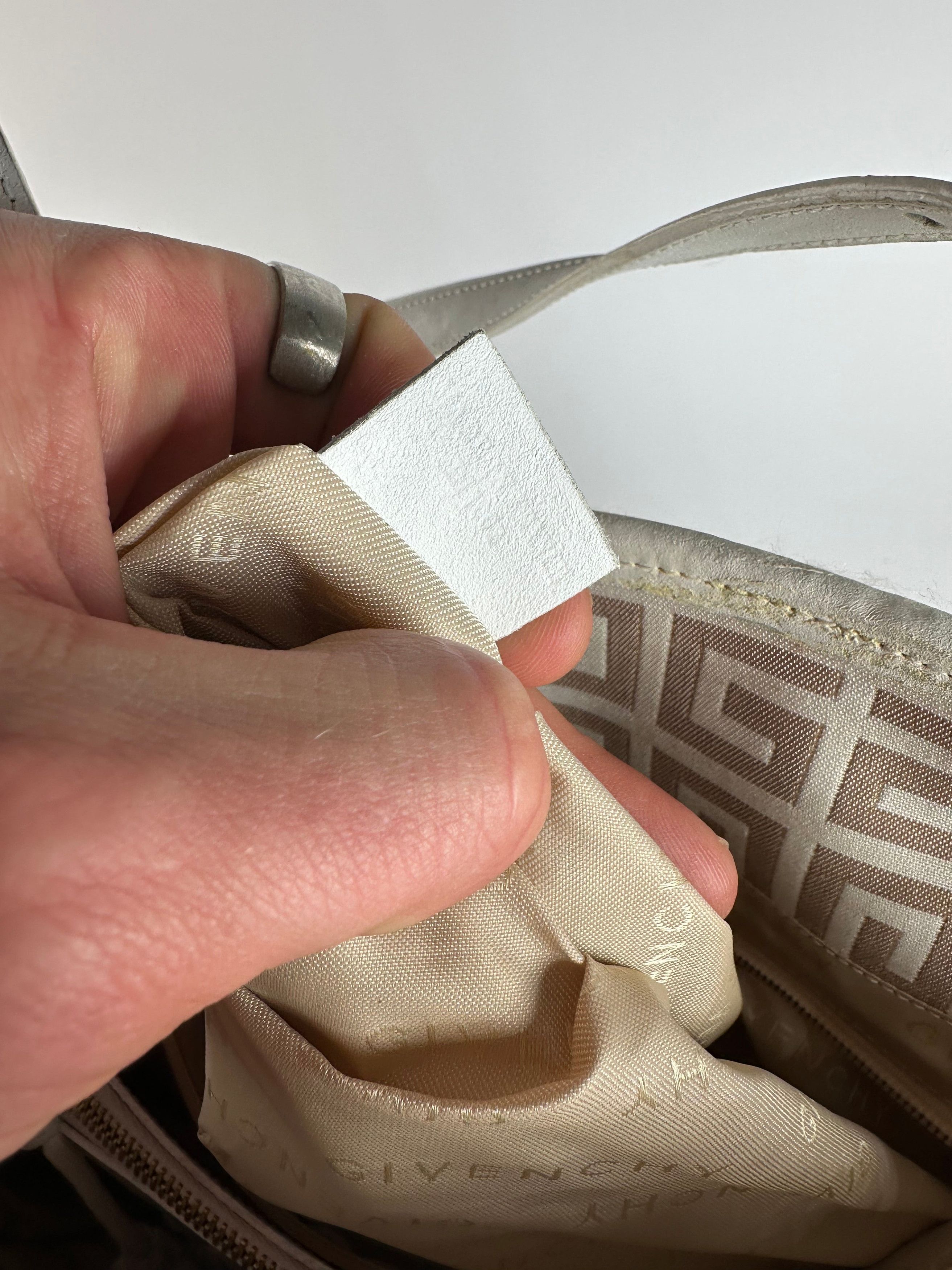 Givenchy Vintage Monogram Leather Canvas Bag White Gold Size ONE SIZE - 7 Thumbnail