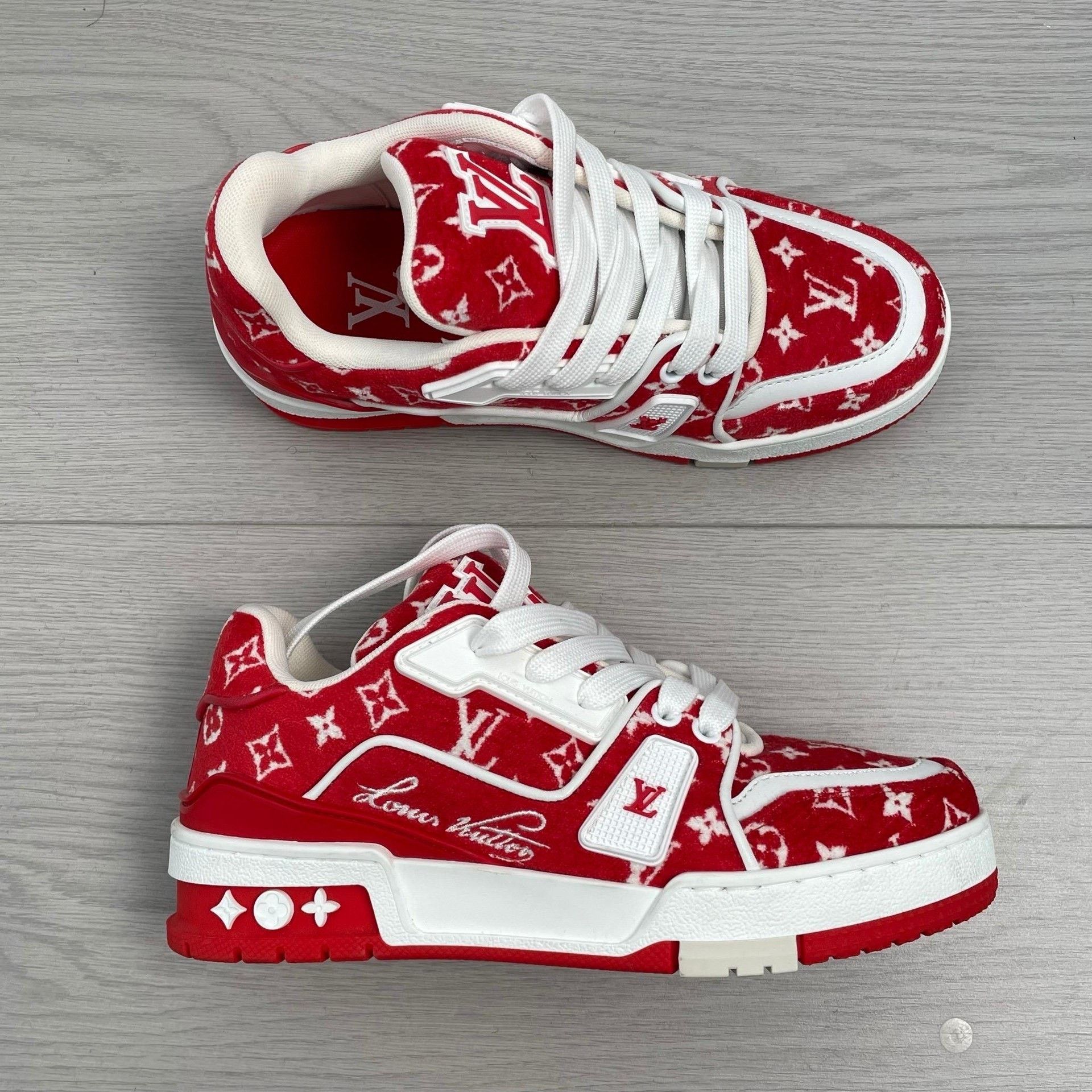 Louis Vuitton Louis Vuitton Red Lowtop Sneakers 35 Women Size US 5 / IT 35 - 2 Thumbnail