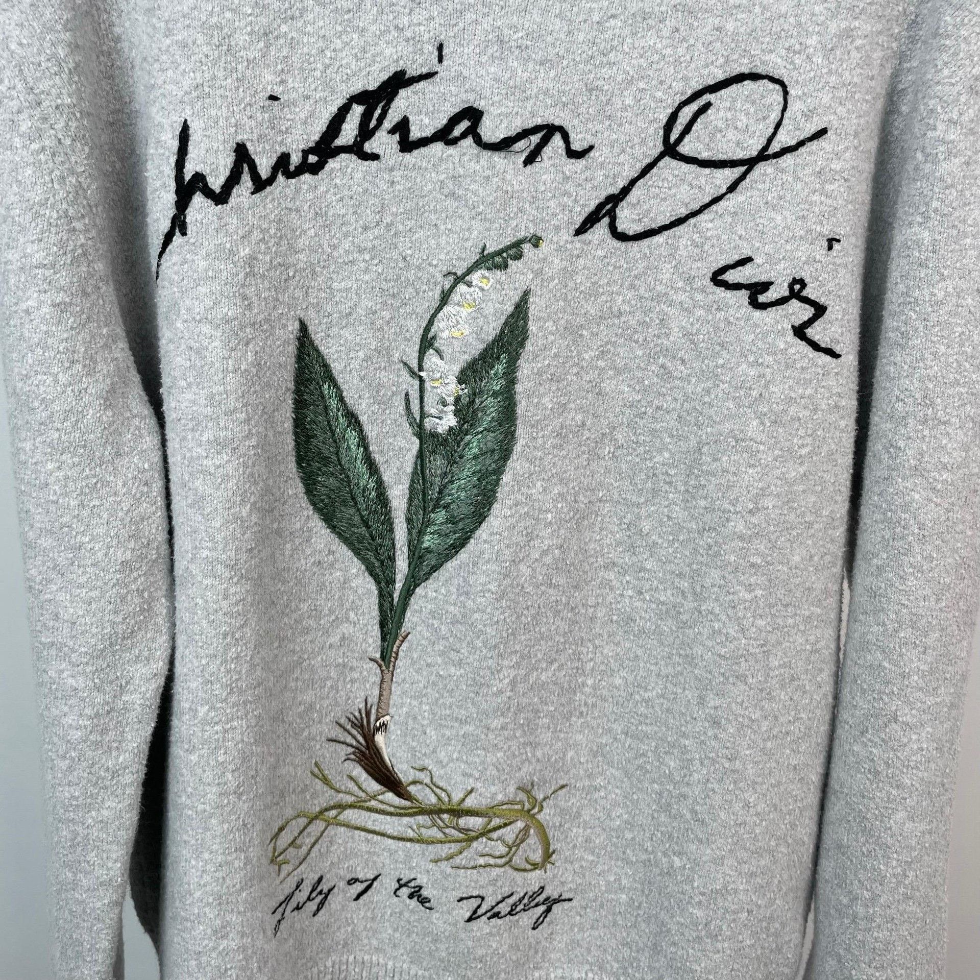 Dior Dior Floral Embroidered Gray Sweater L Women Size L / US 10 / IT 46 - 3 Thumbnail