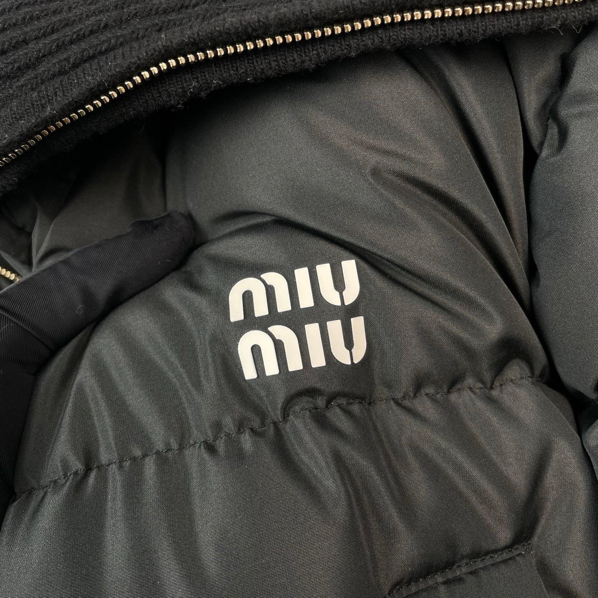Miu Miu Miu Miu Knit Cropped Black Down Jacket 40 Women Size M / US 6-8 / IT 42-44 - 3 Thumbnail