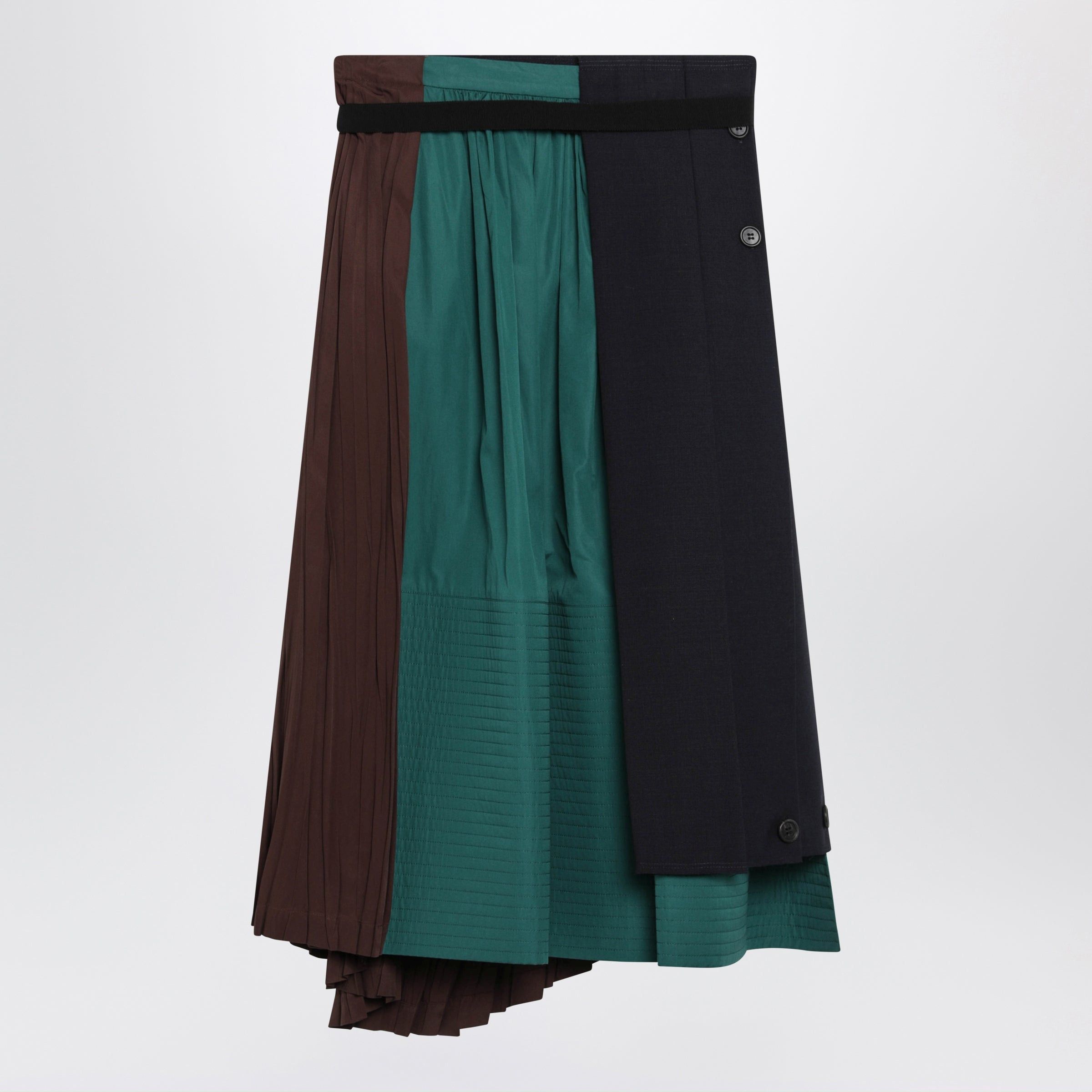Prada Prada Asymmetric Patchwork Skirt In Virgin Wool, Blue Size 28" / US 6 / IT 42 - 2 Thumbnail