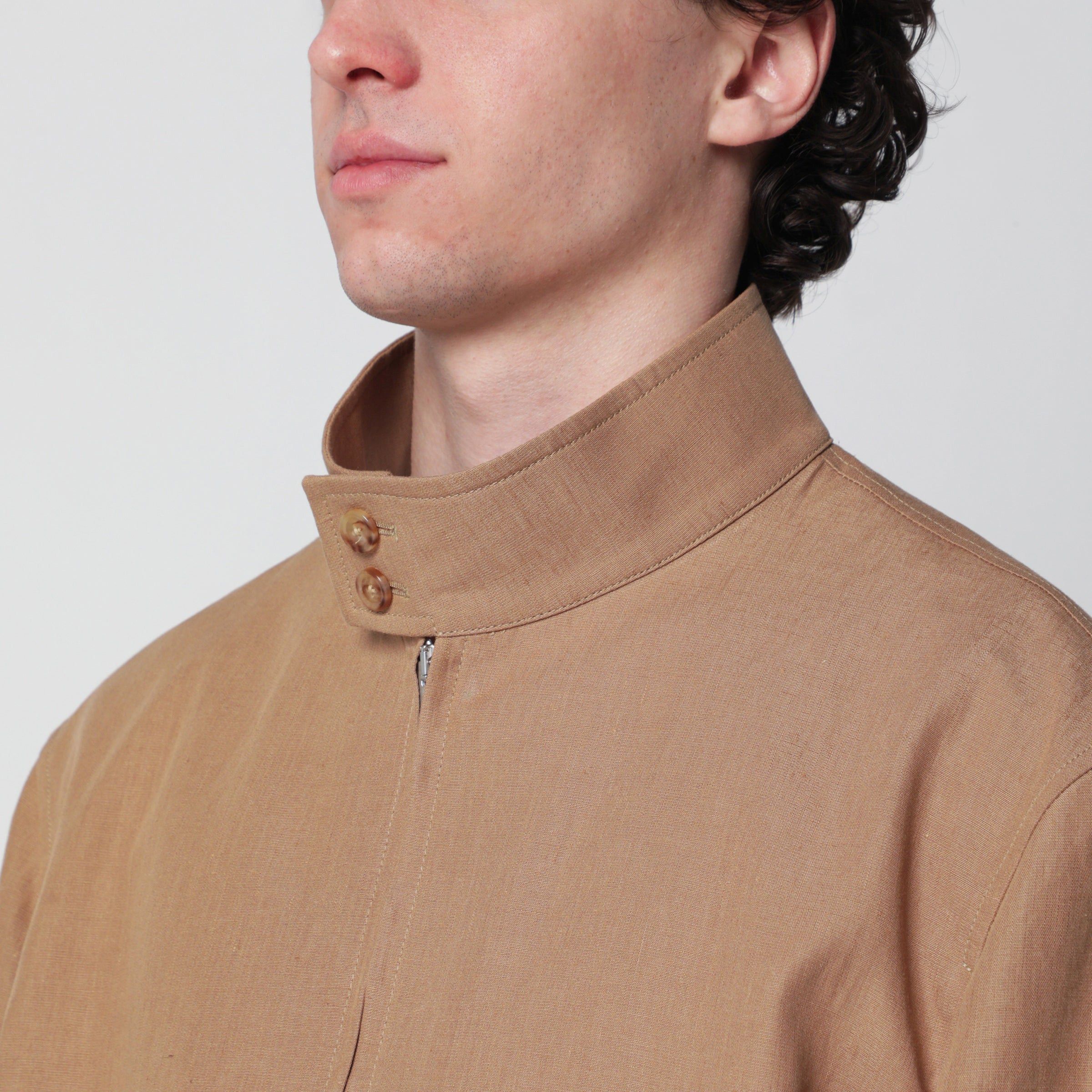Lardini Lardini Camel Linen-Blend Jacket Size US XL / EU 56 / 4 - 2 Thumbnail