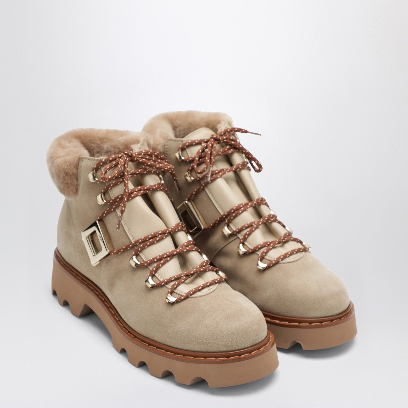 Roger Vivier Roger Vivier Viv' Rangers Truck Booties In Suede Beige Size US 10 / IT 40 - 2 Thumbnail