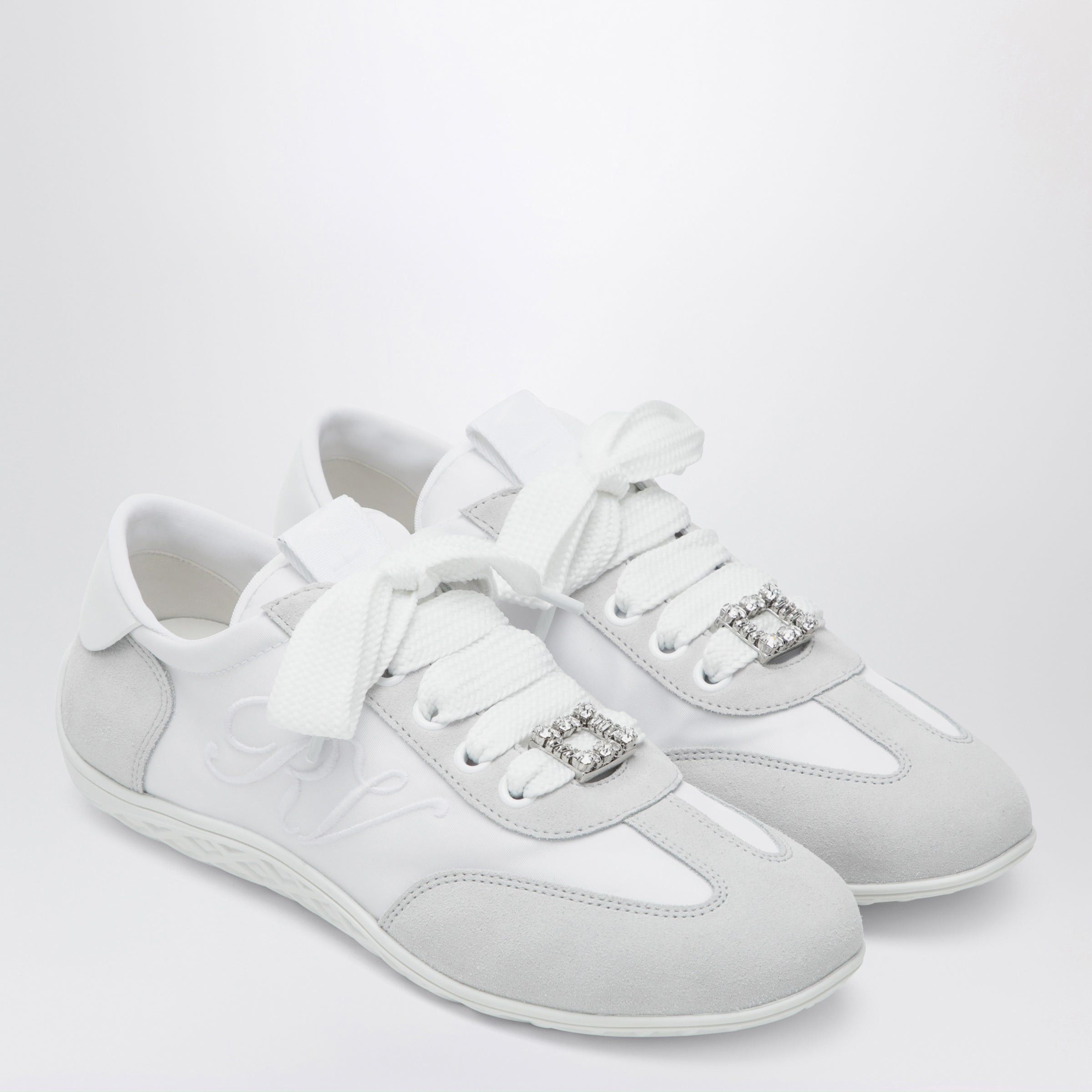 Roger Vivier Roger Vivier Viv Low Sneakers In White Suede Size US 8 / IT 38 - 2 Thumbnail