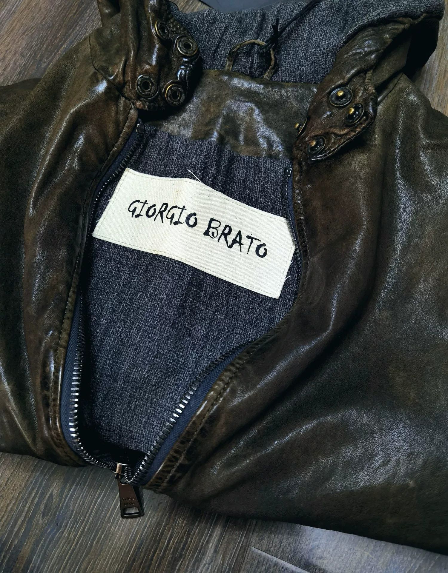 Giorgio Brato Giorgio Brato Hooded Leather Jacket Size US S / EU 44-46 / 1 - 2 Thumbnail