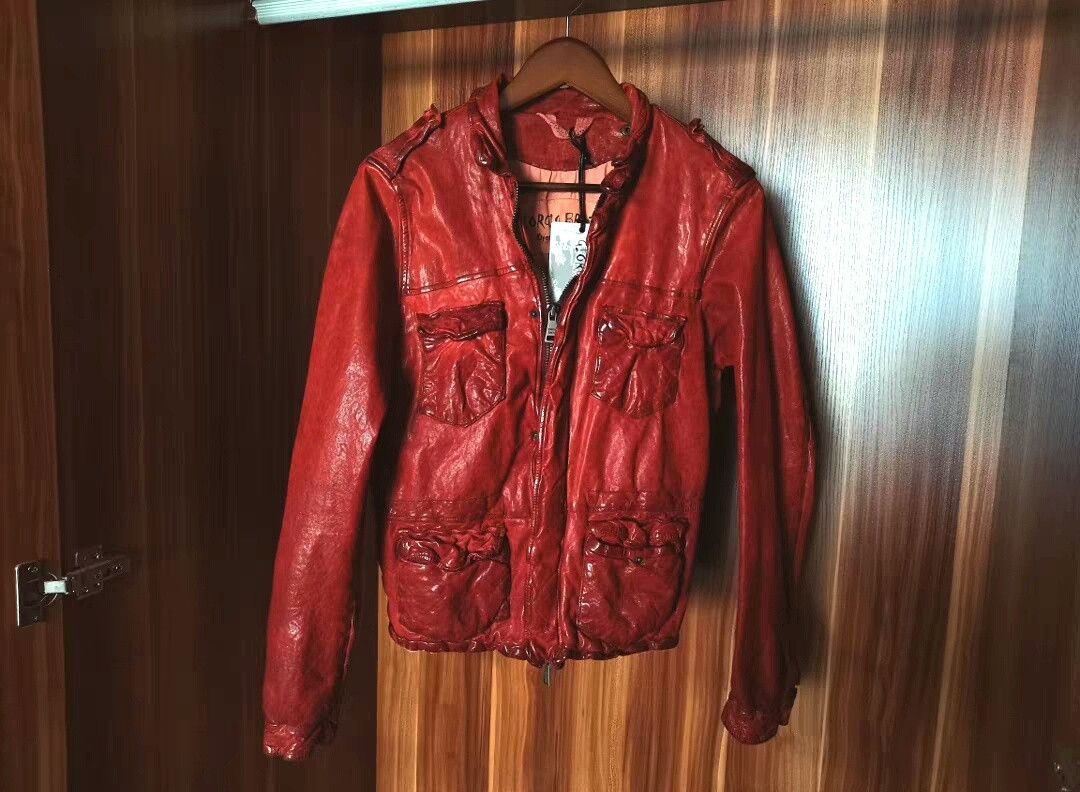 Giorgio Brato Giorgio Brato Dark Red Vintage Leather Jacket Size US S / EU 44-46 / 1 - 4 Thumbnail