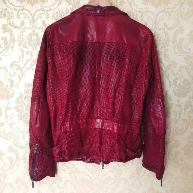 Santacroce Santacroce Distressed Red Leather Jacket Size US S / EU 44-46 / 1 - 5 Thumbnail