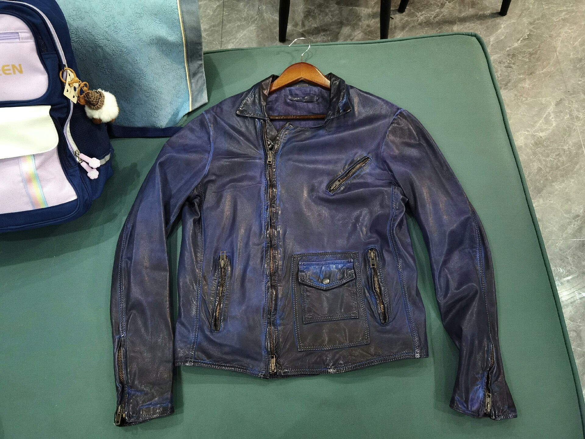 Salvatore Santoro Salvatore Santoro Blue Distressed Leather Jacket Size US M / EU 48-50 / 2 - 6 Thumbnail
