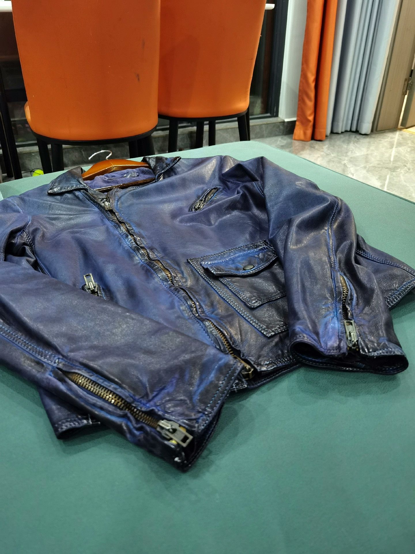 Salvatore Santoro Salvatore Santoro Blue Distressed Leather Jacket Size US M / EU 48-50 / 2 - 7 Thumbnail