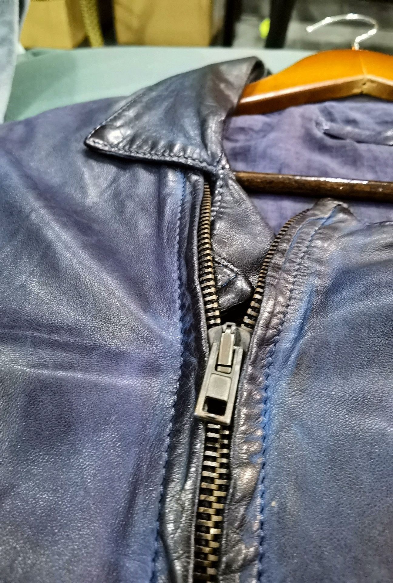 Salvatore Santoro Salvatore Santoro Blue Distressed Leather Jacket Size US M / EU 48-50 / 2 - 4 Thumbnail