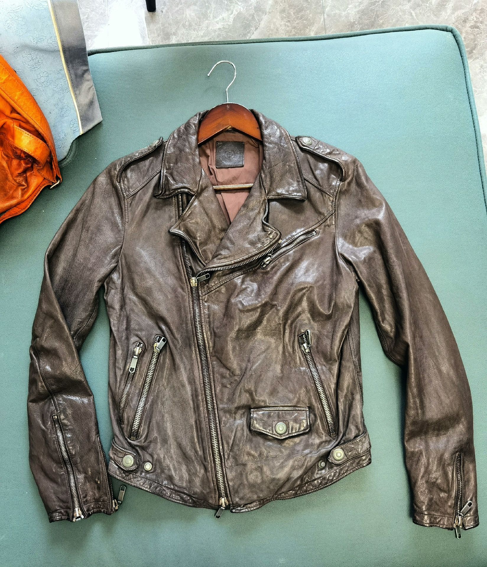 Santacroce Santacroce Italian Washed Distressed Leather Jacket Size US S / EU 44-46 / 1 - 4 Thumbnail
