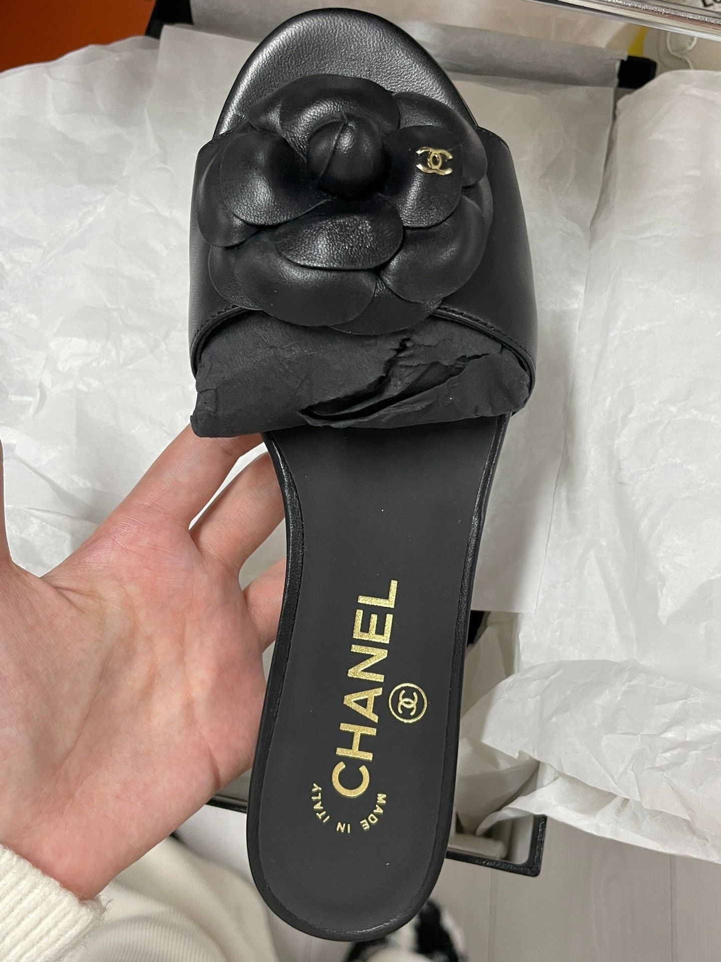 Chanel Chanel Leather Black Sandals 36 Women Size US 6 / IT 36 - 7 Thumbnail