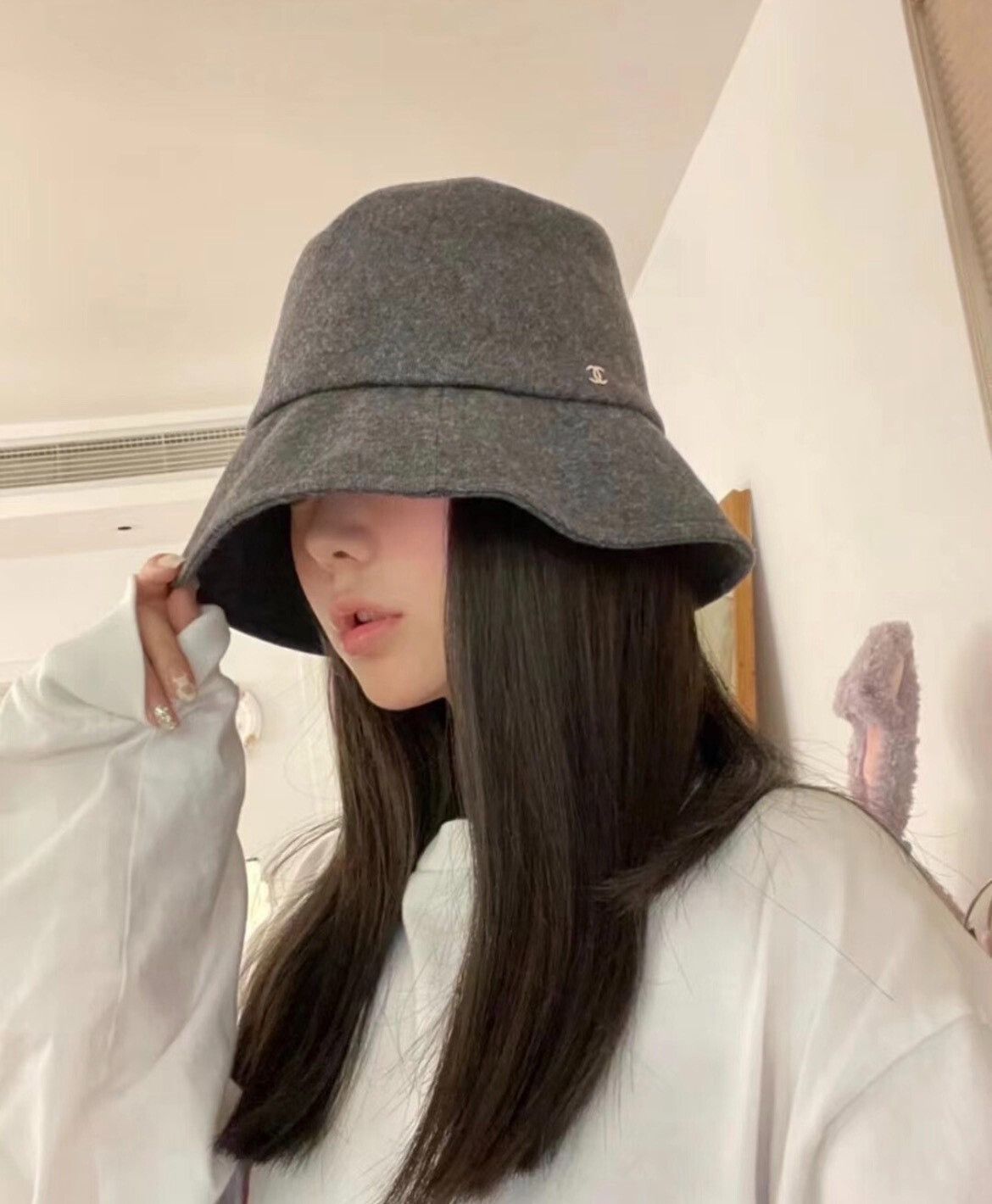Chanel Chanel Wool Gray Hat S Men Size ONE SIZE - 2 Thumbnail