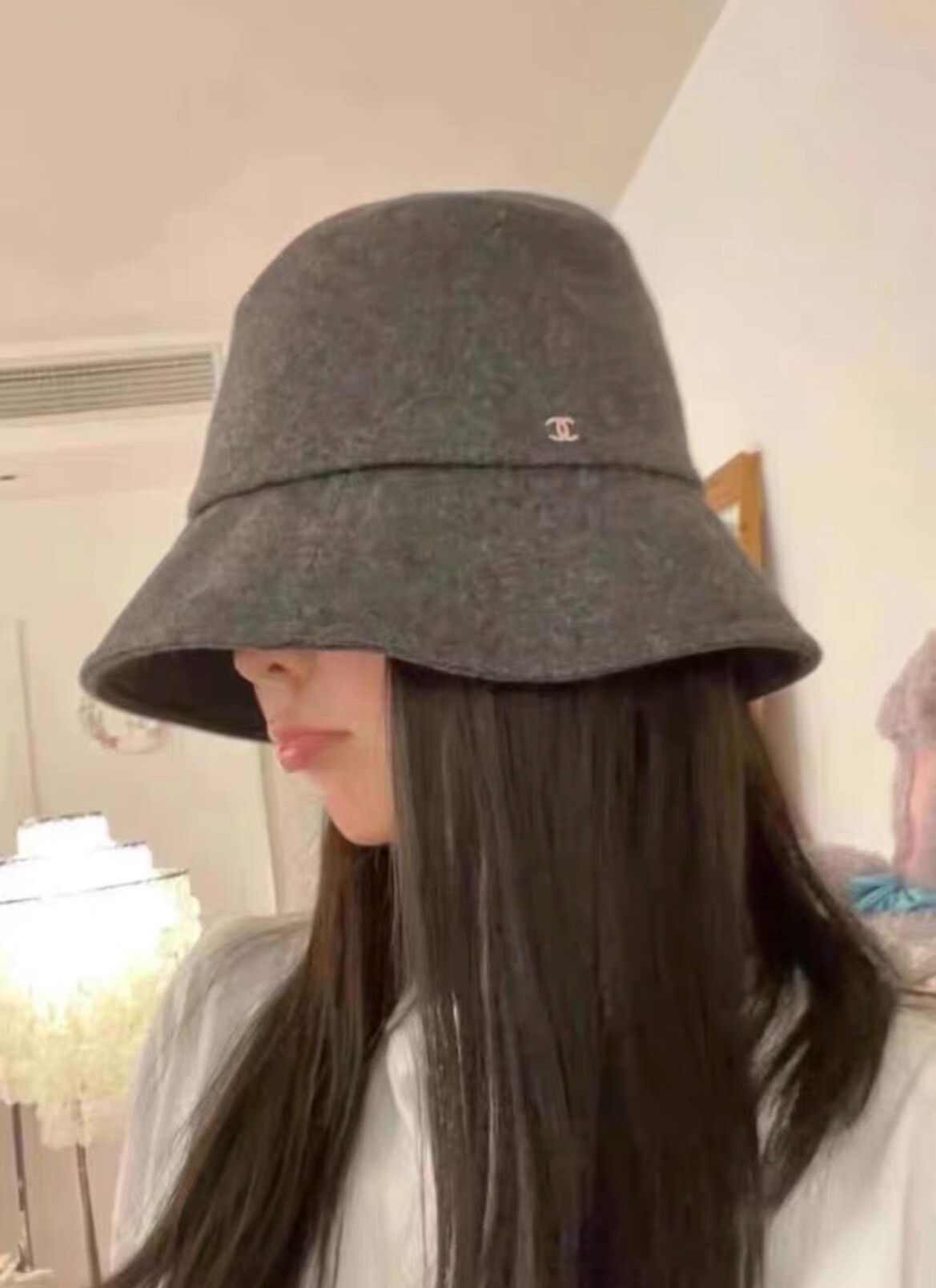 Chanel Chanel Wool Gray Hat S Men Size ONE SIZE - 3 Thumbnail