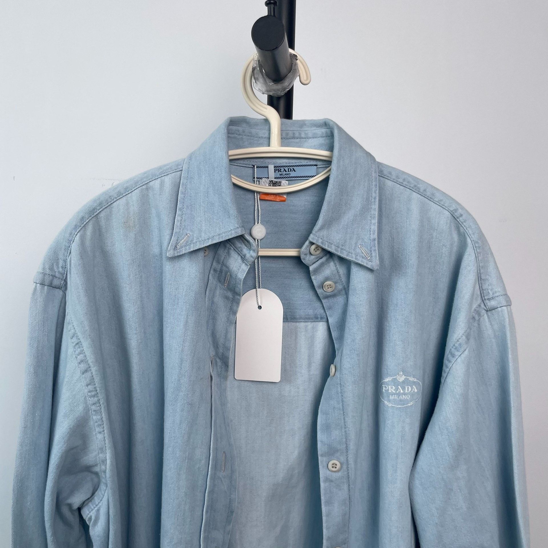 Prada Prada Retro Embroidered Blue Shirt 36 Men Size US S / EU 44-46 / 1 - 3 Thumbnail
