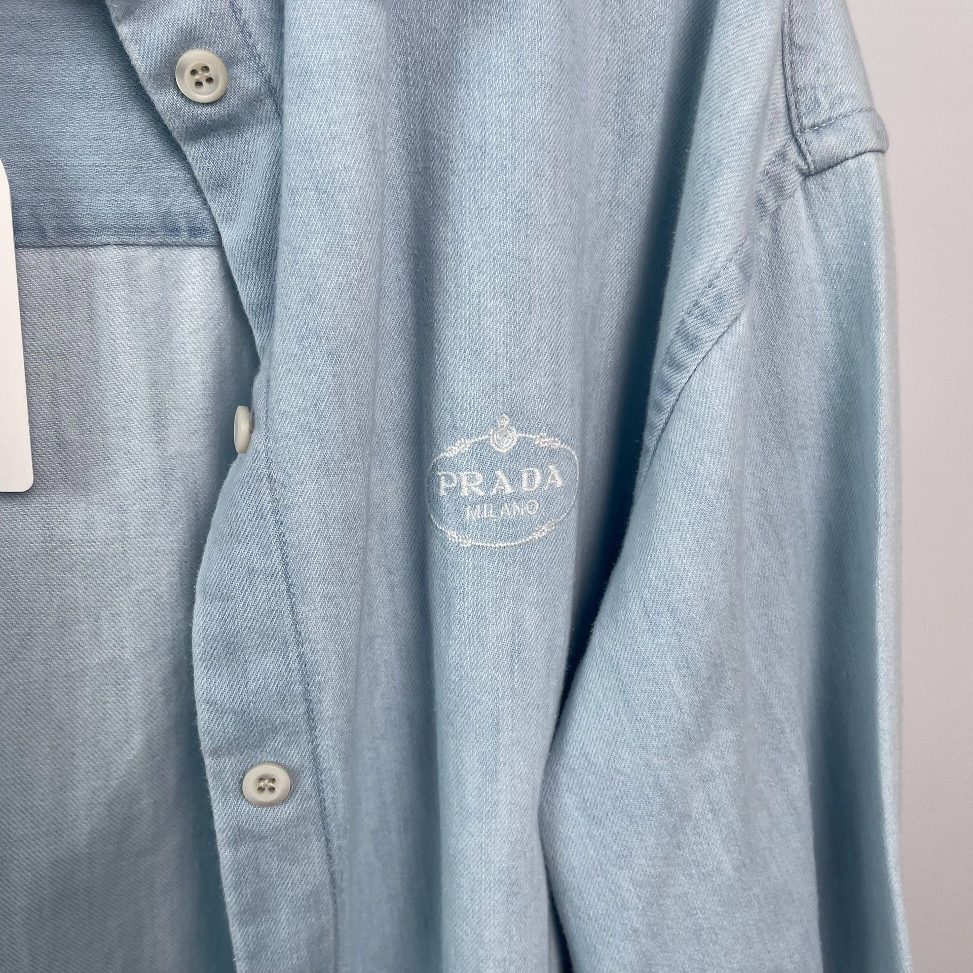 Prada Prada Retro Embroidered Blue Shirt 36 Men Size US S / EU 44-46 / 1 - 5 Thumbnail